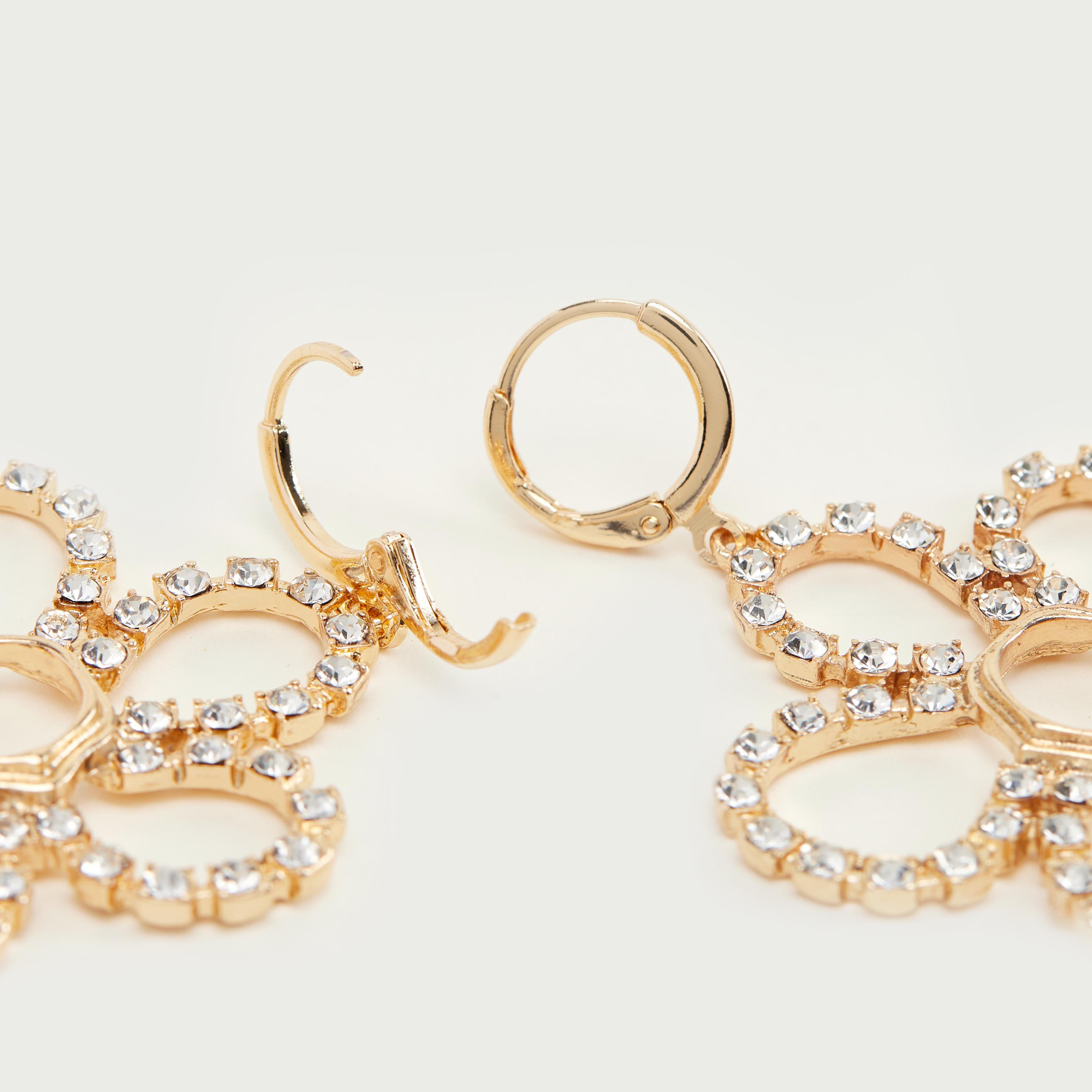 حلقان متدليّة مزيّنة بأزهار مع حلقة إغلاق-women-watchesandjewellery-jewellery-earrings-image-4