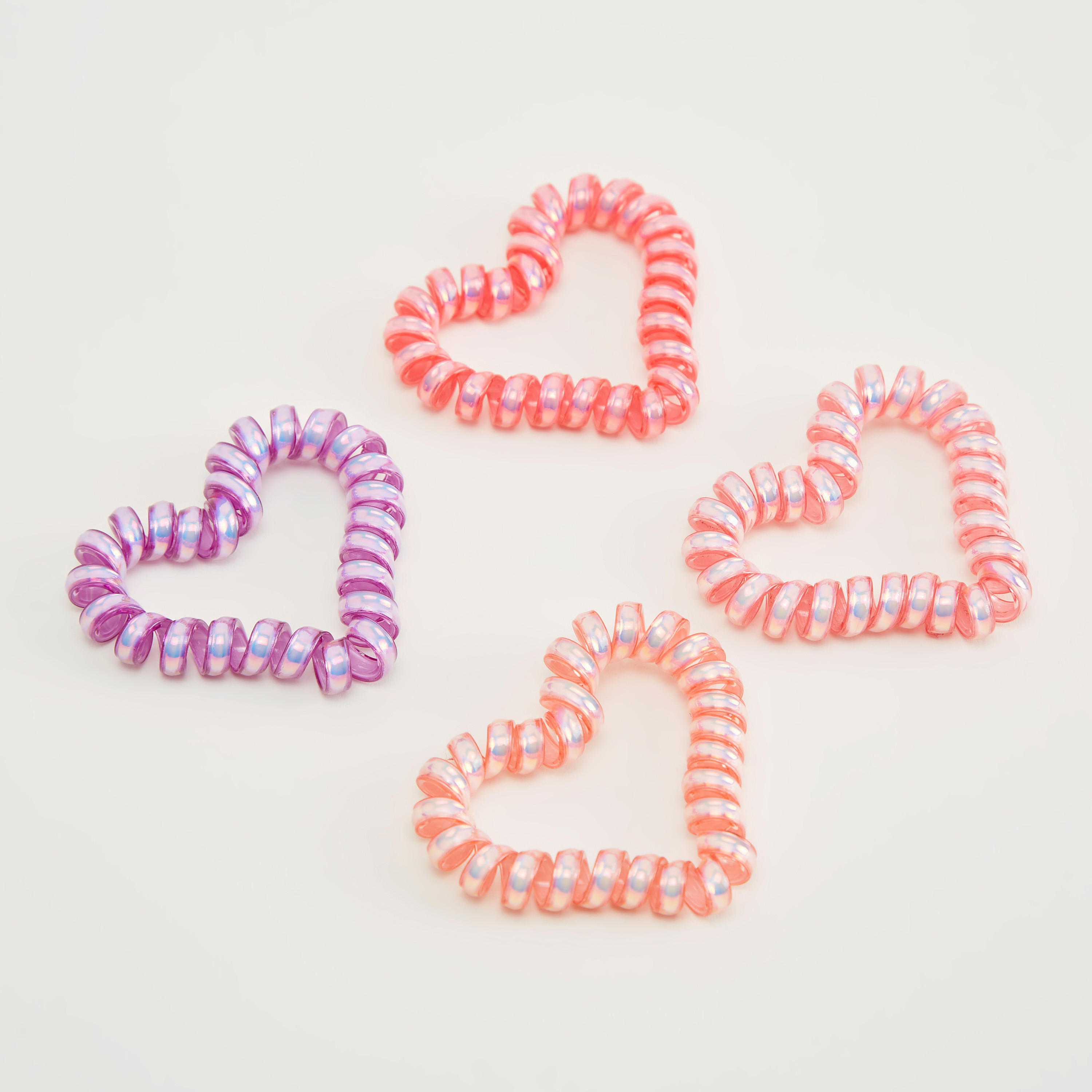 ربطة شعر جلو سادة على شكل قلب - طقم من 4 قطع-women-hairaccessories-image-1