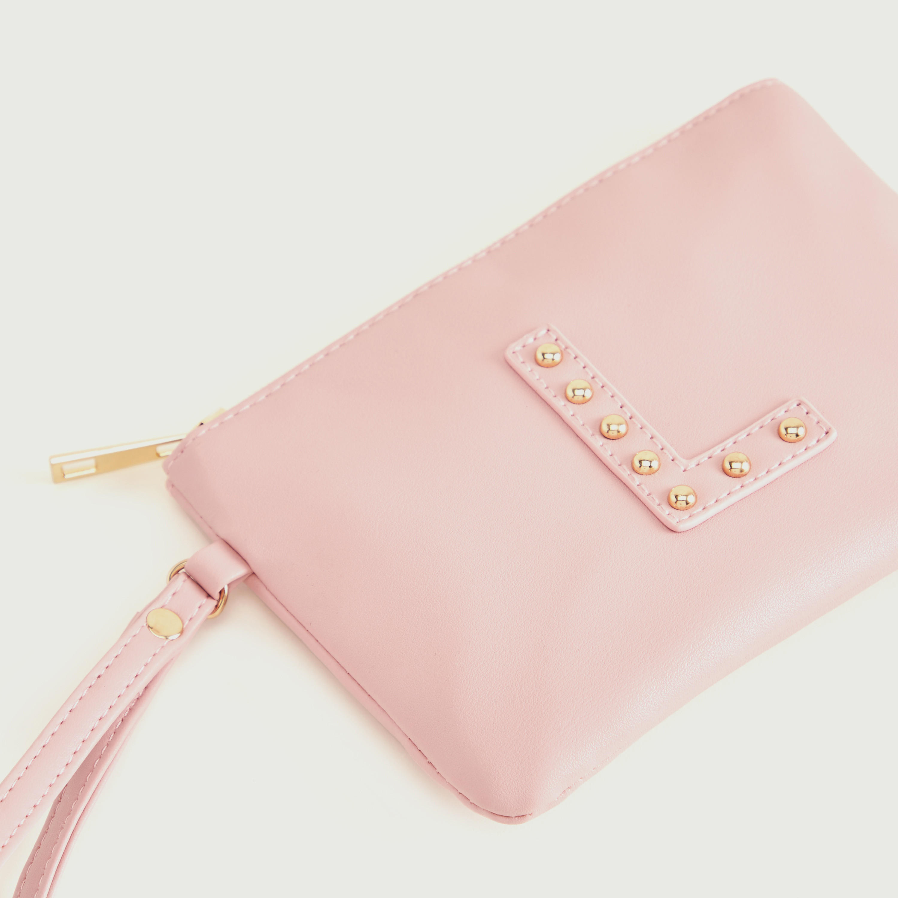 شنطة صغيرة بتصيميم حرف أل مرصّع مع سوار وسحّاب إغلاق من جلو-women-bagsandwallets-wallets-image-2