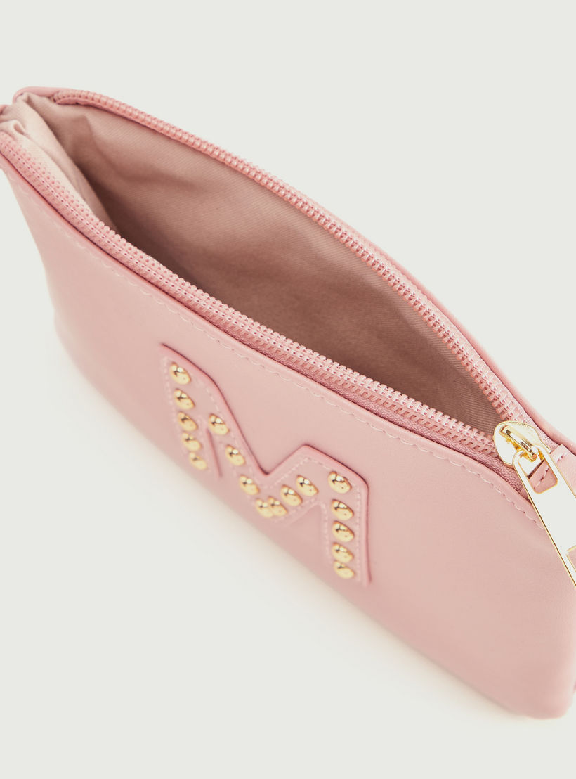 شنطة صغيرة بتصيميم حرف ام مرصّع مع سوار وسحّاب إغلاق من جلو-women-bagsandwallets-wallets-image-1