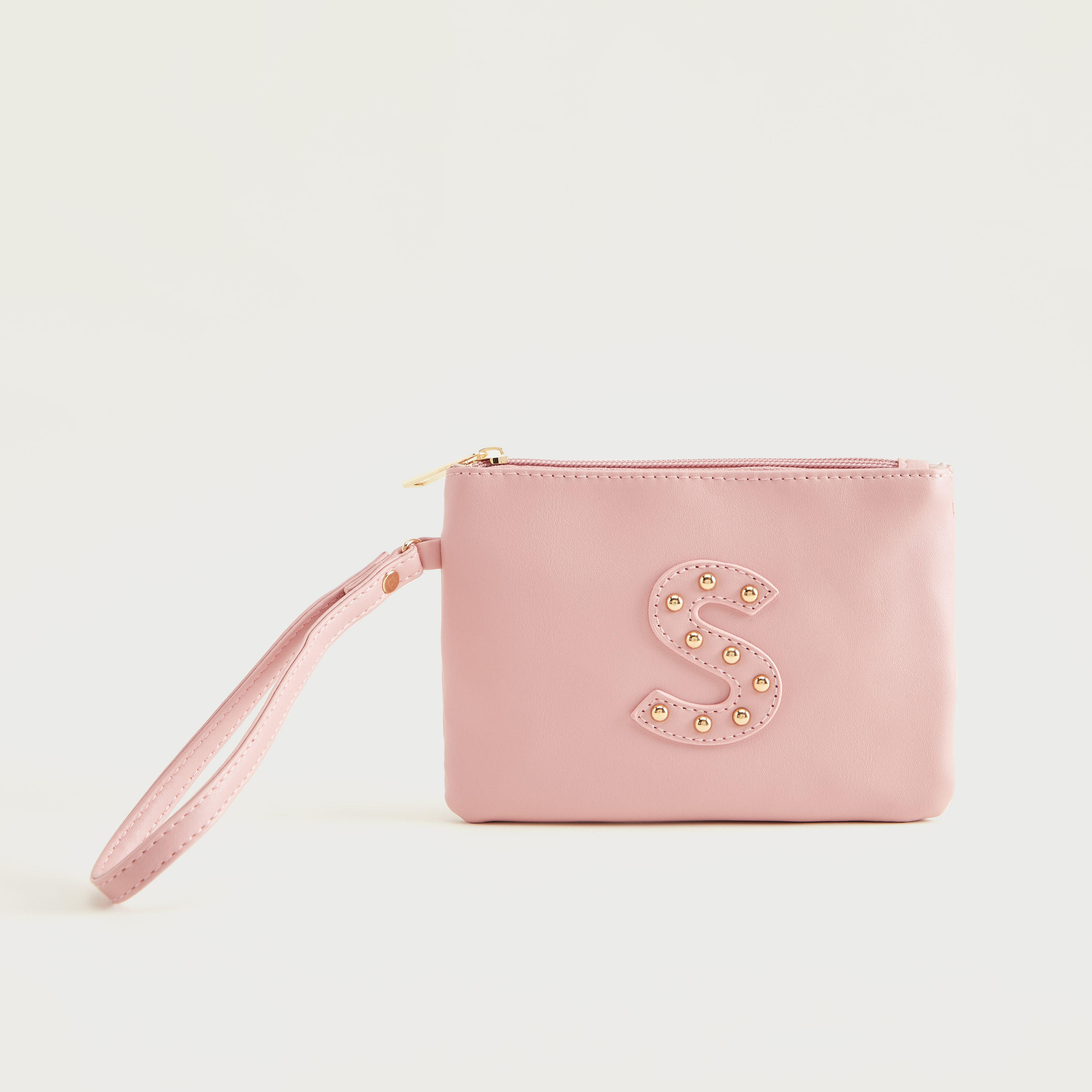 Gloo Studded Alphabet Pouch with Zipper Closure and Wrist Tag-women-bagsandwallets-wallets-image-1