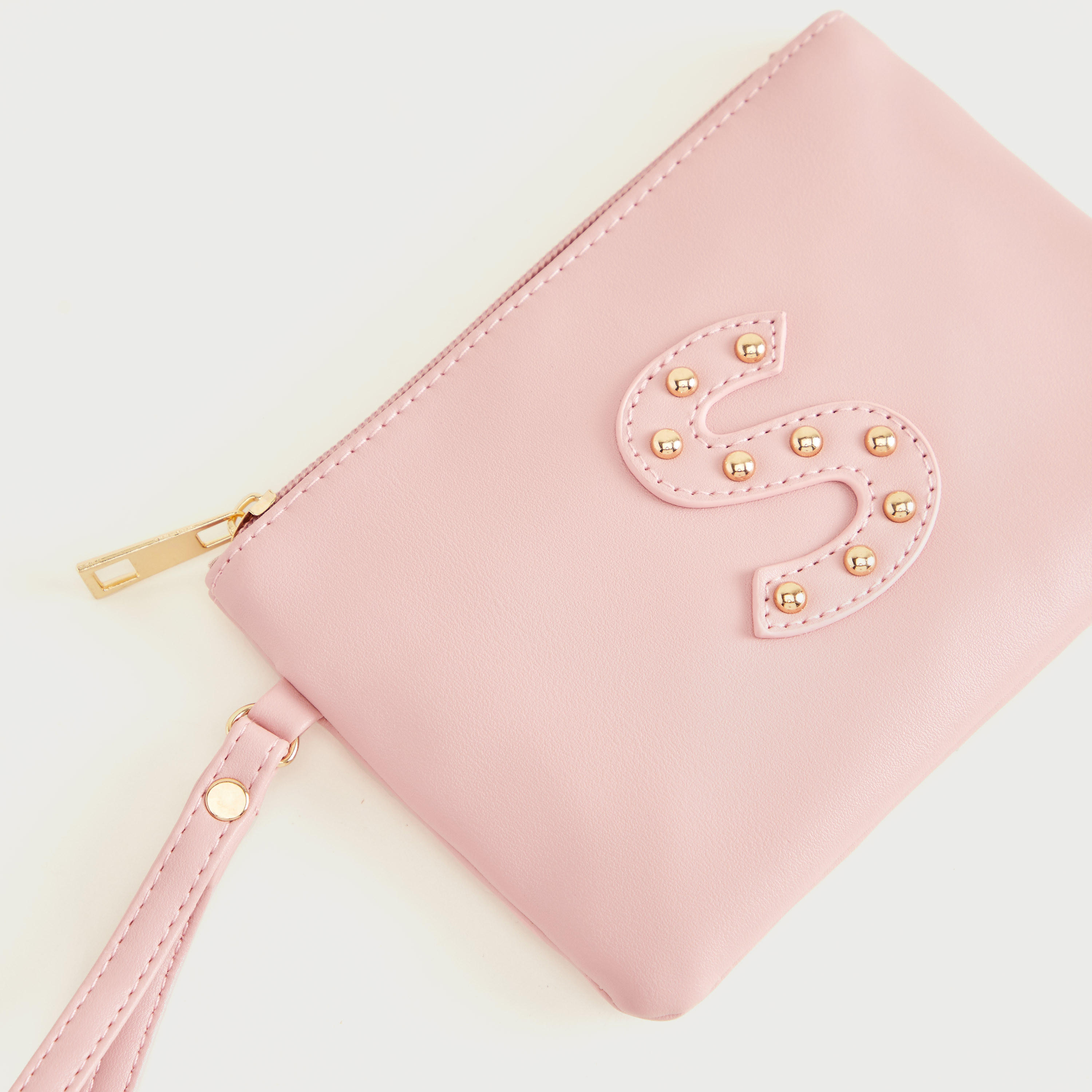Gloo Studded Alphabet Pouch with Zipper Closure and Wrist Tag-women-bagsandwallets-wallets-image-3