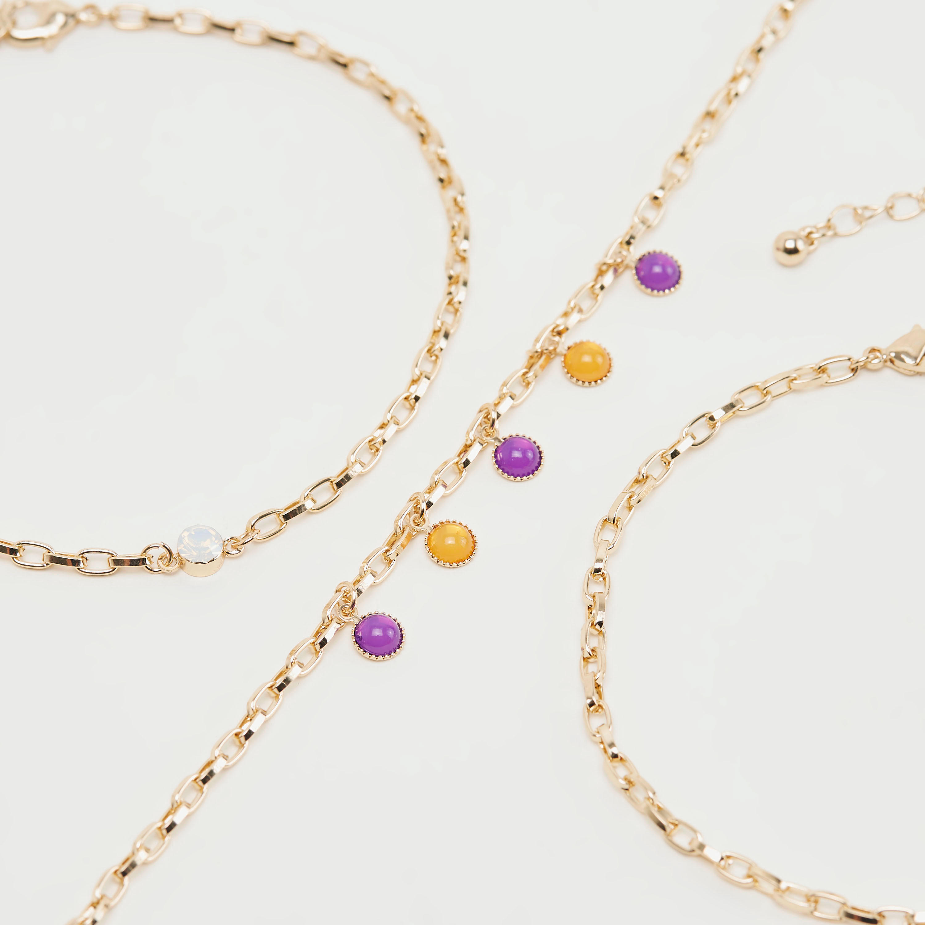 Set of 3 - Embellished Metallic Anklet-women-watchesandjewellery-jewellery-anklets-image-3