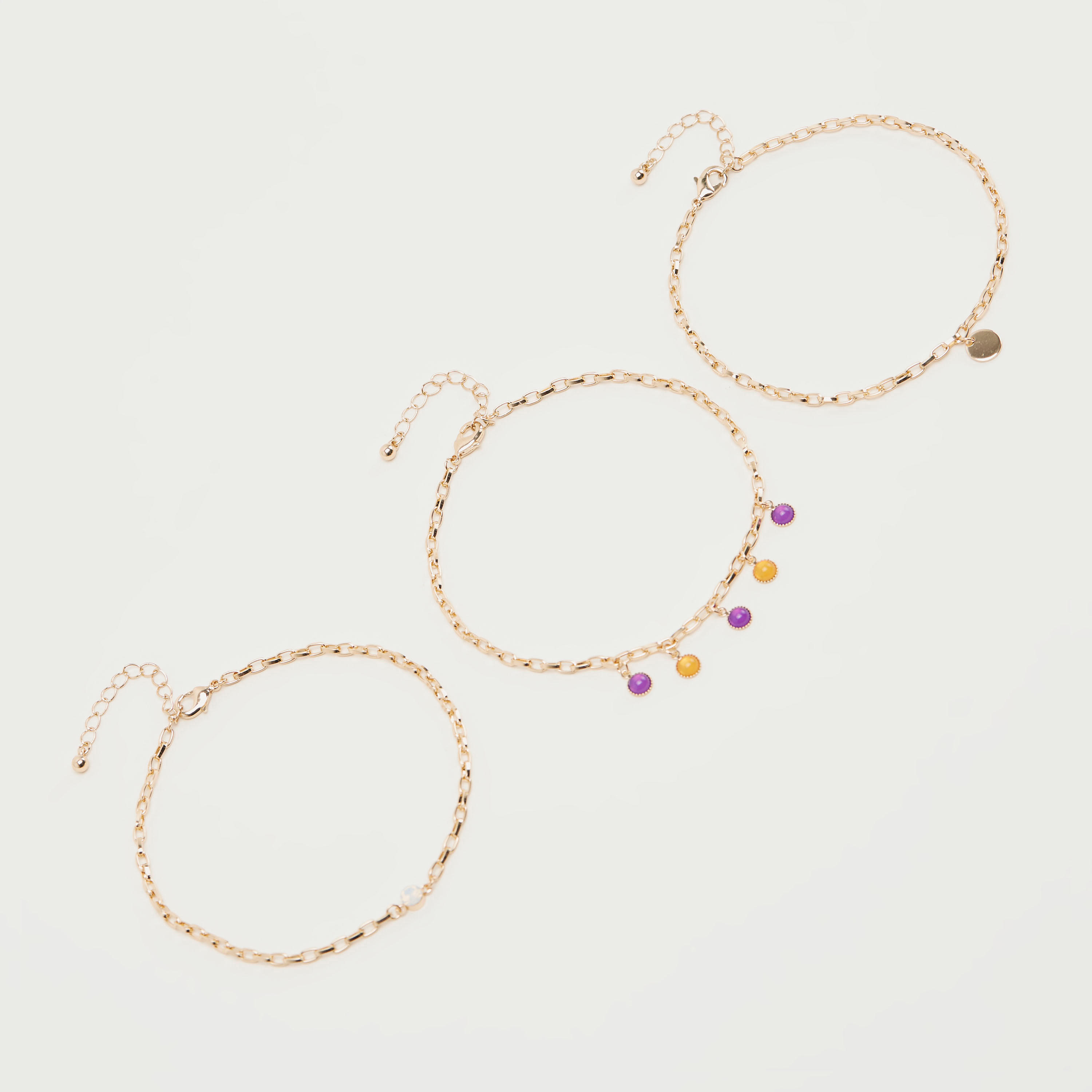 Set of 3 - Embellished Metallic Anklet-women-watchesandjewellery-jewellery-anklets-image-4
