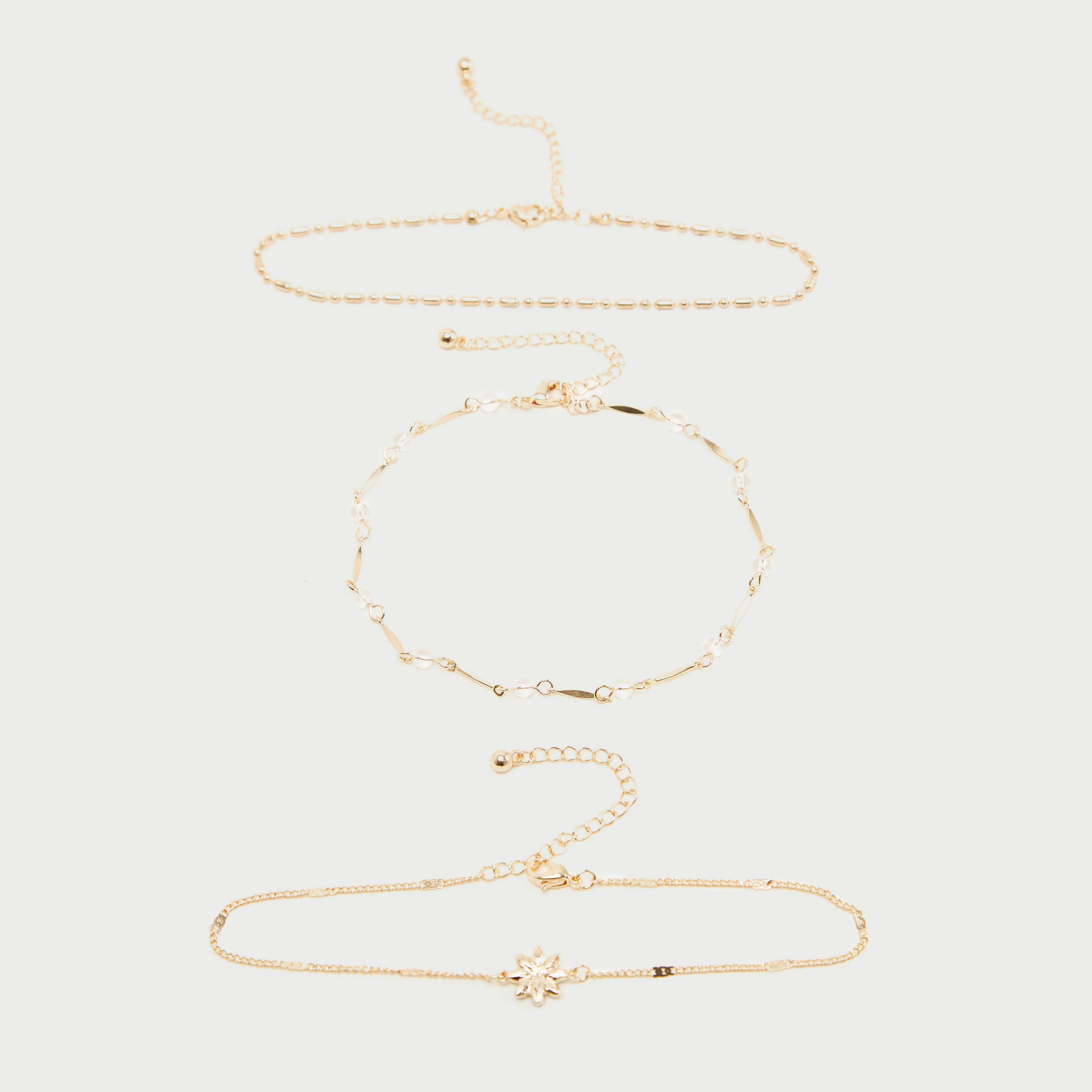 خلخال مزين بمشبك إغلاق - طقم من 3 قطع-women-watchesandjewellery-jewellery-anklets-image-1