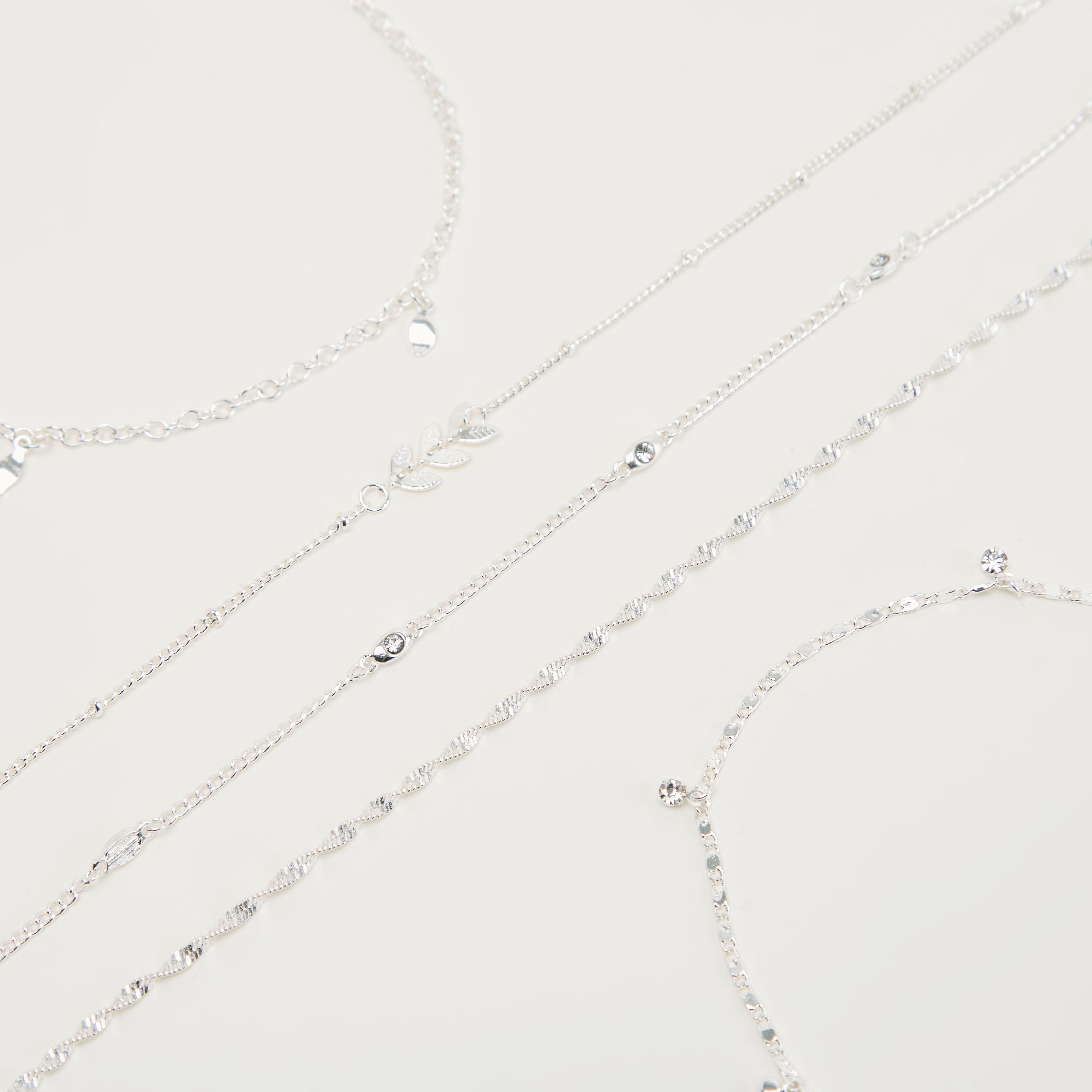 خلخال ميتاليك مزيّن بمشبك إغلاق - طقم من 5-women-watchesandjewellery-jewellery-anklets-image-3