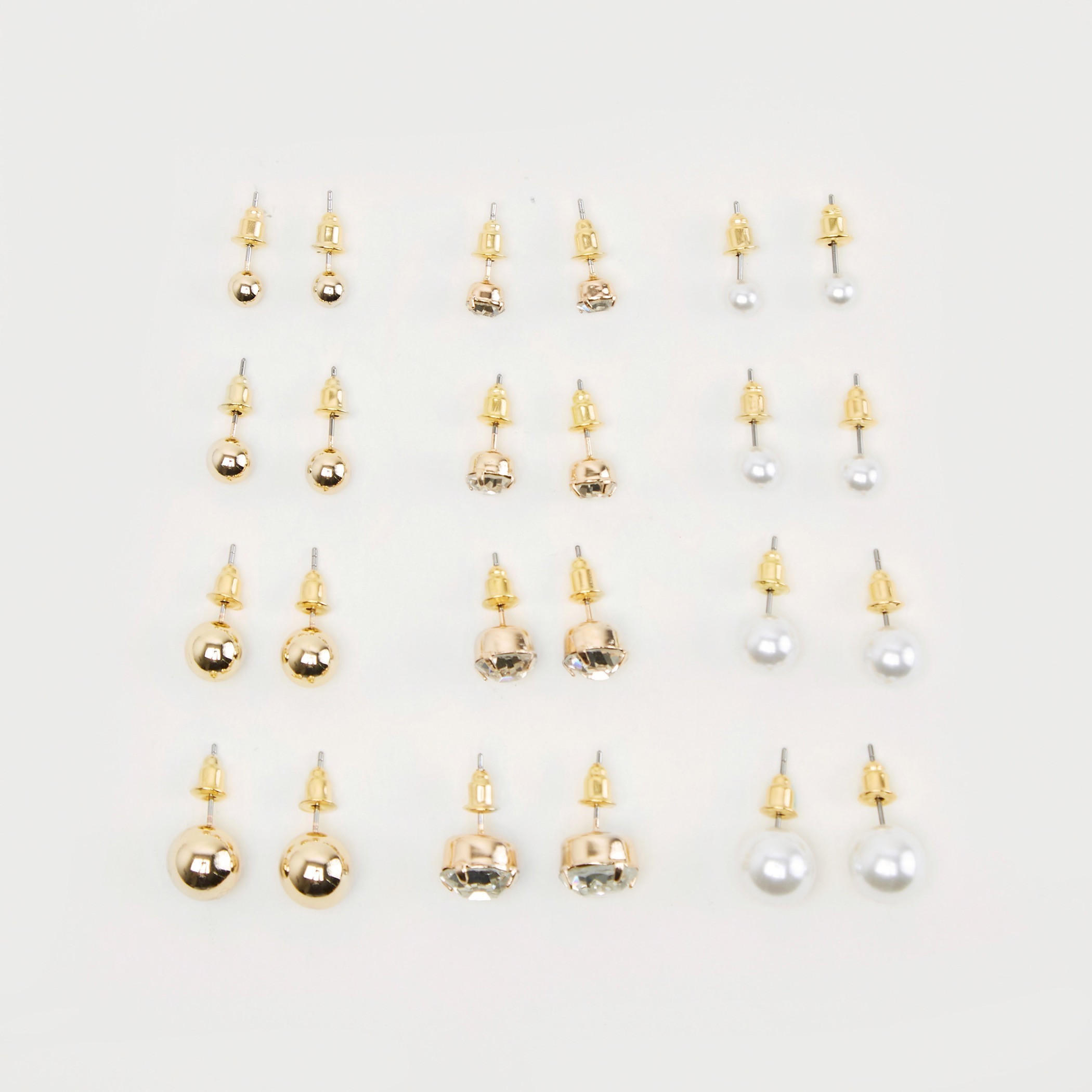 حلقان مرصّعة بتزيينات ومكبس إغلاق خلفي - طقم من 12-women-watchesandjewellery-jewellery-earrings-image-1