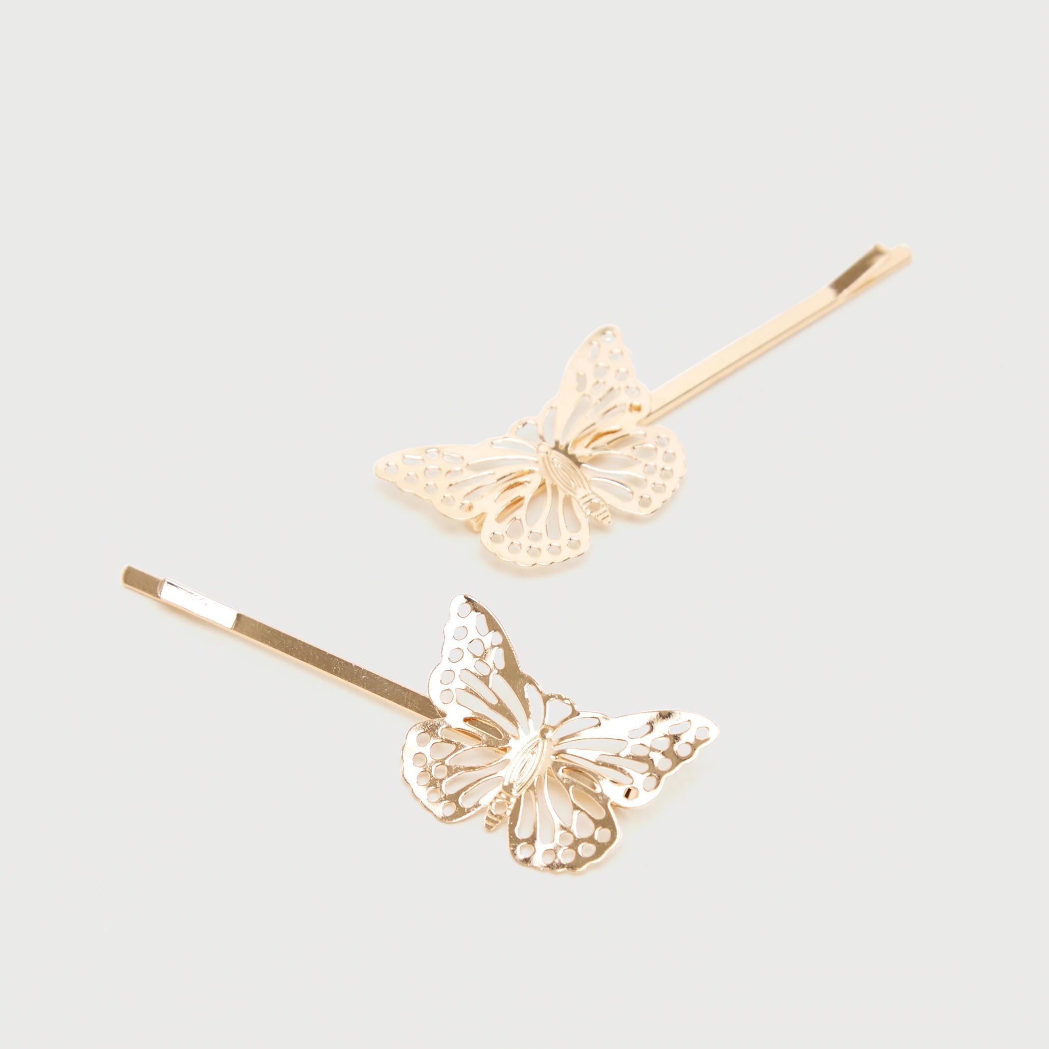 مشبك شعر ميتاليك بزينة فراشة - طقم من 2-women-hairaccessories-image-3