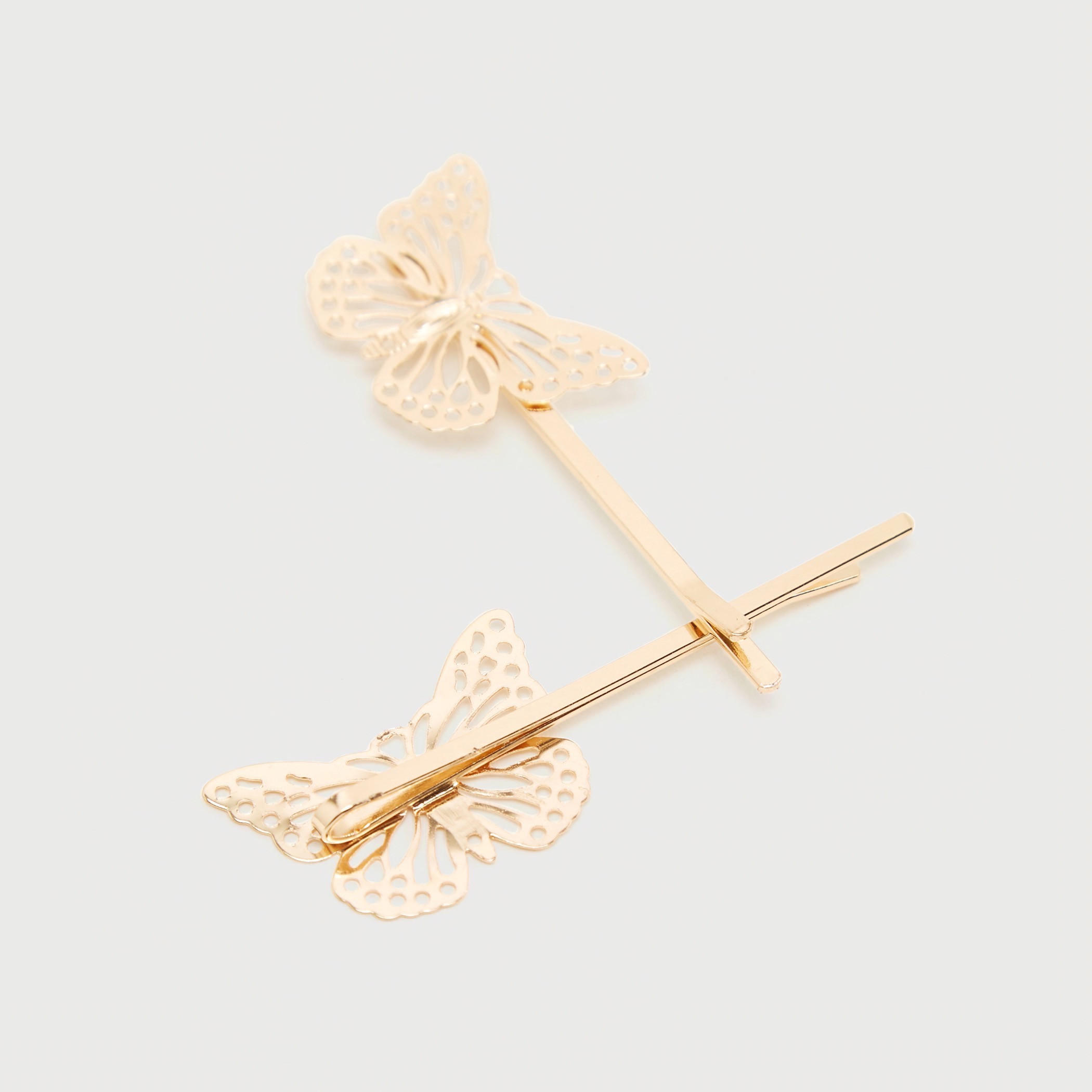 مشبك شعر ميتاليك بزينة فراشة - طقم من 2-women-hairaccessories-image-4