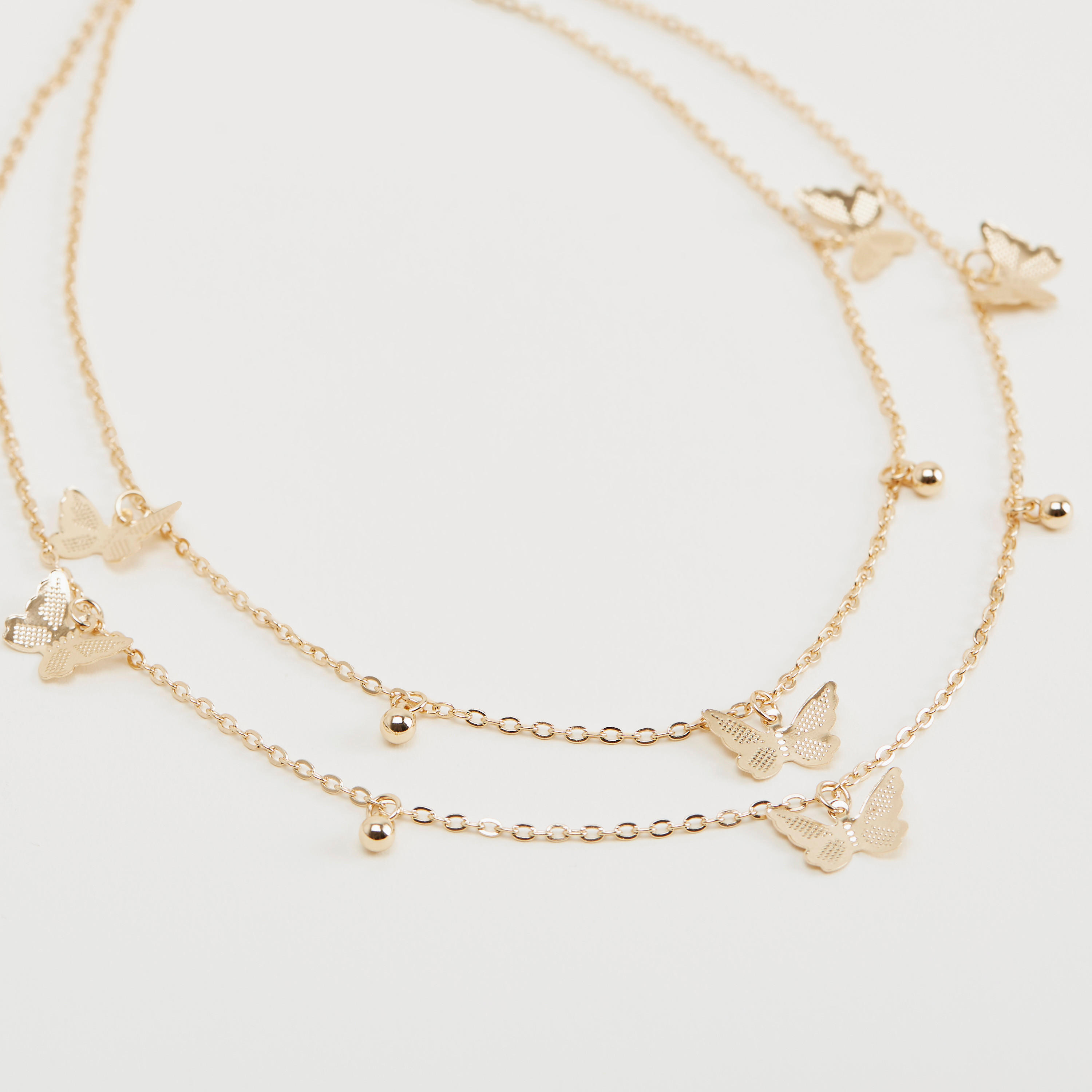 عقد متعدد الطبقات بدلّاية فراشة ميتاليك ومشبك إغلاق-women-watchesandjewellery-jewellery-necklacesandpendants-image-1