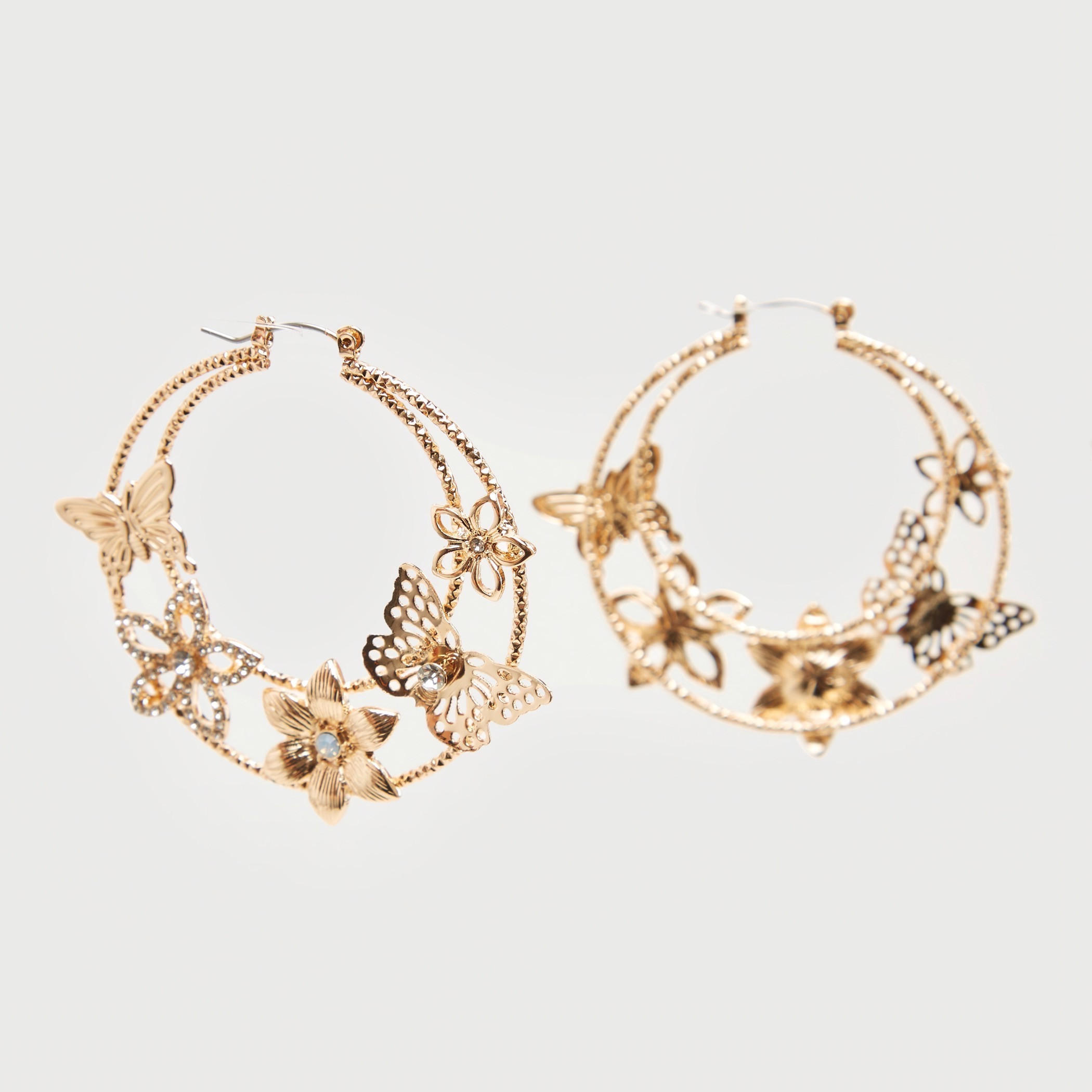 Embellished Hoop Earrings with Butterfly and Floral Accents-women-watchesandjewellery-jewellery-earrings-image-1