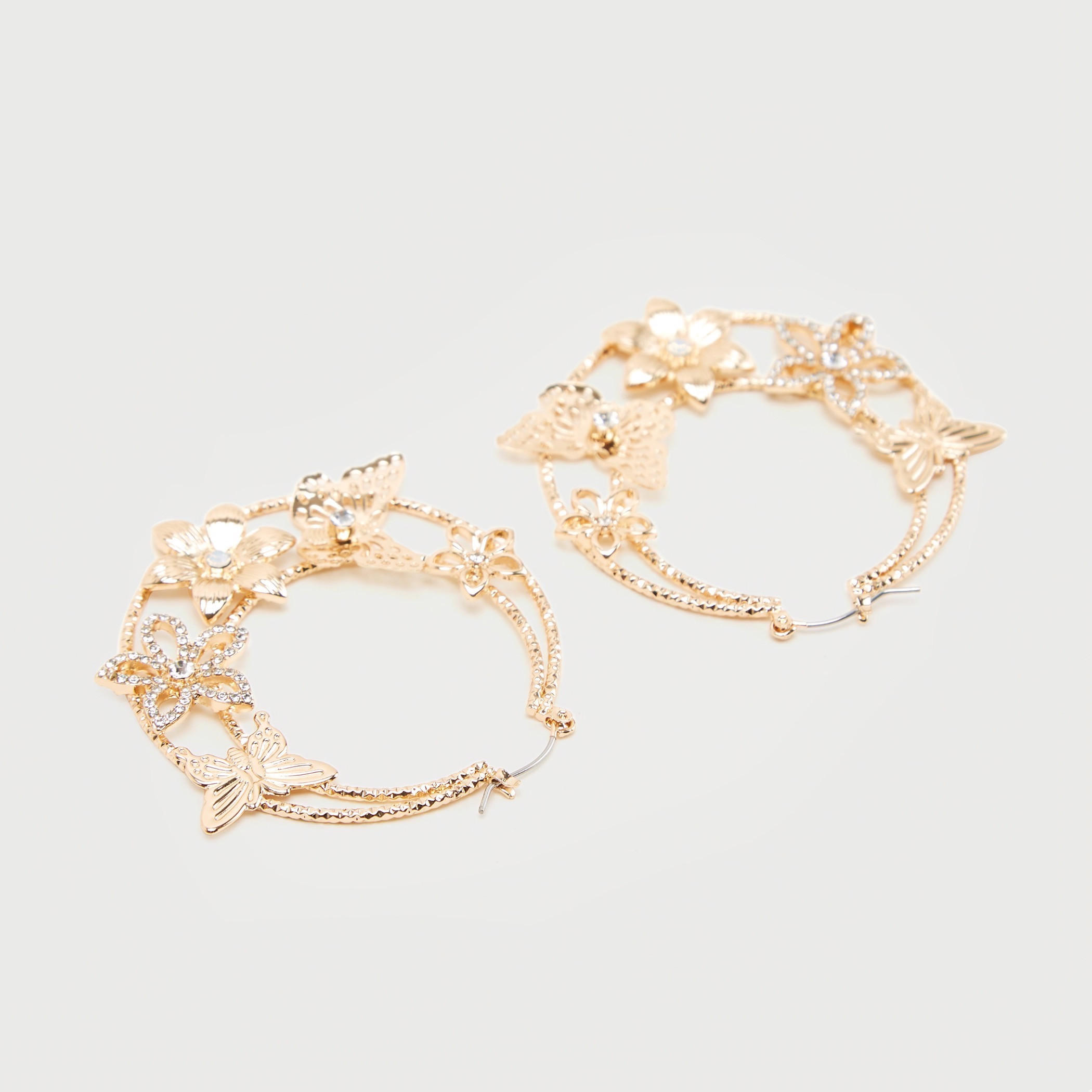 Embellished Hoop Earrings with Butterfly and Floral Accents-women-watchesandjewellery-jewellery-earrings-image-4
