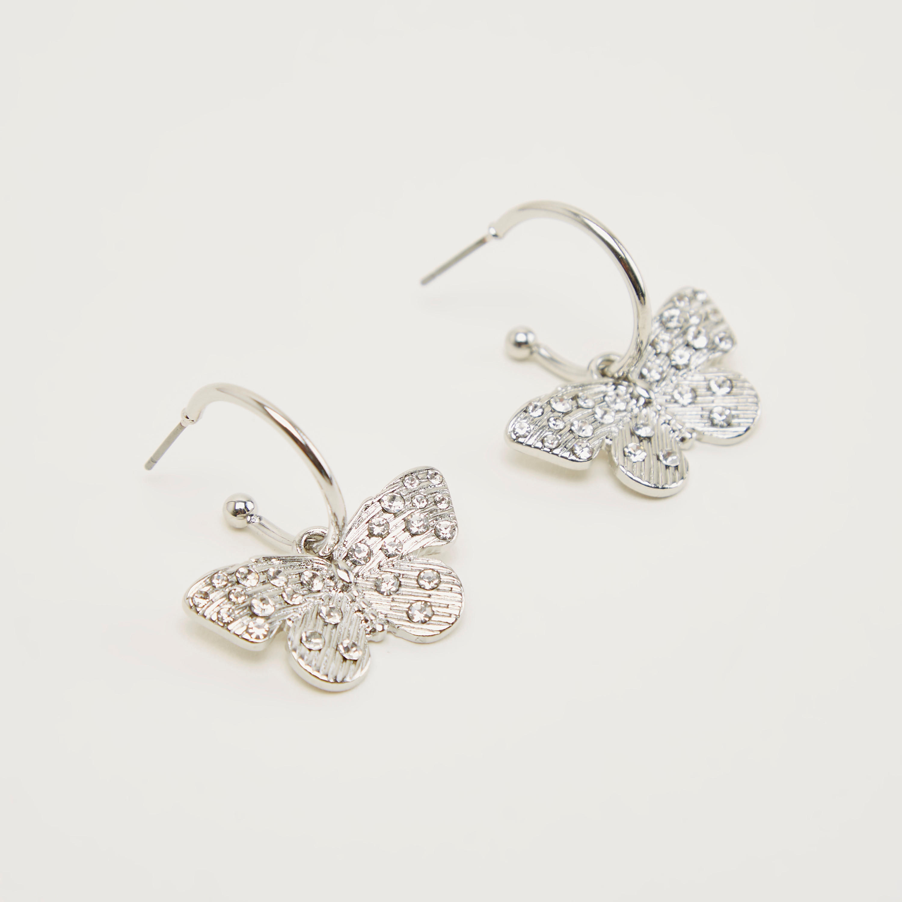 Stone-Studded Butterfly Shaped Dangler Earrings-women-watchesandjewellery-jewellery-earrings-image-2