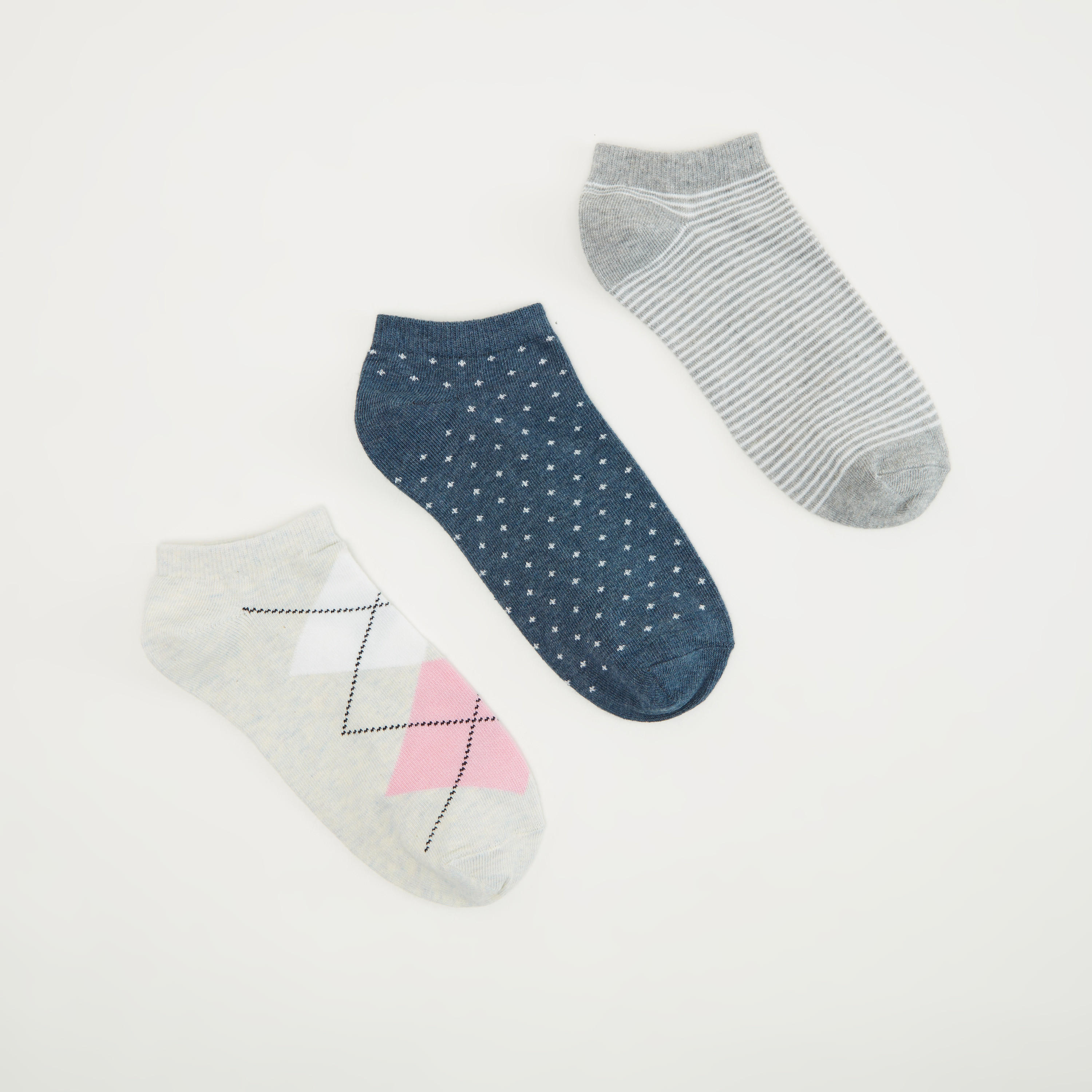 Textured Ankle Length Socks - Set of 3-women-socksandstockings-image-1