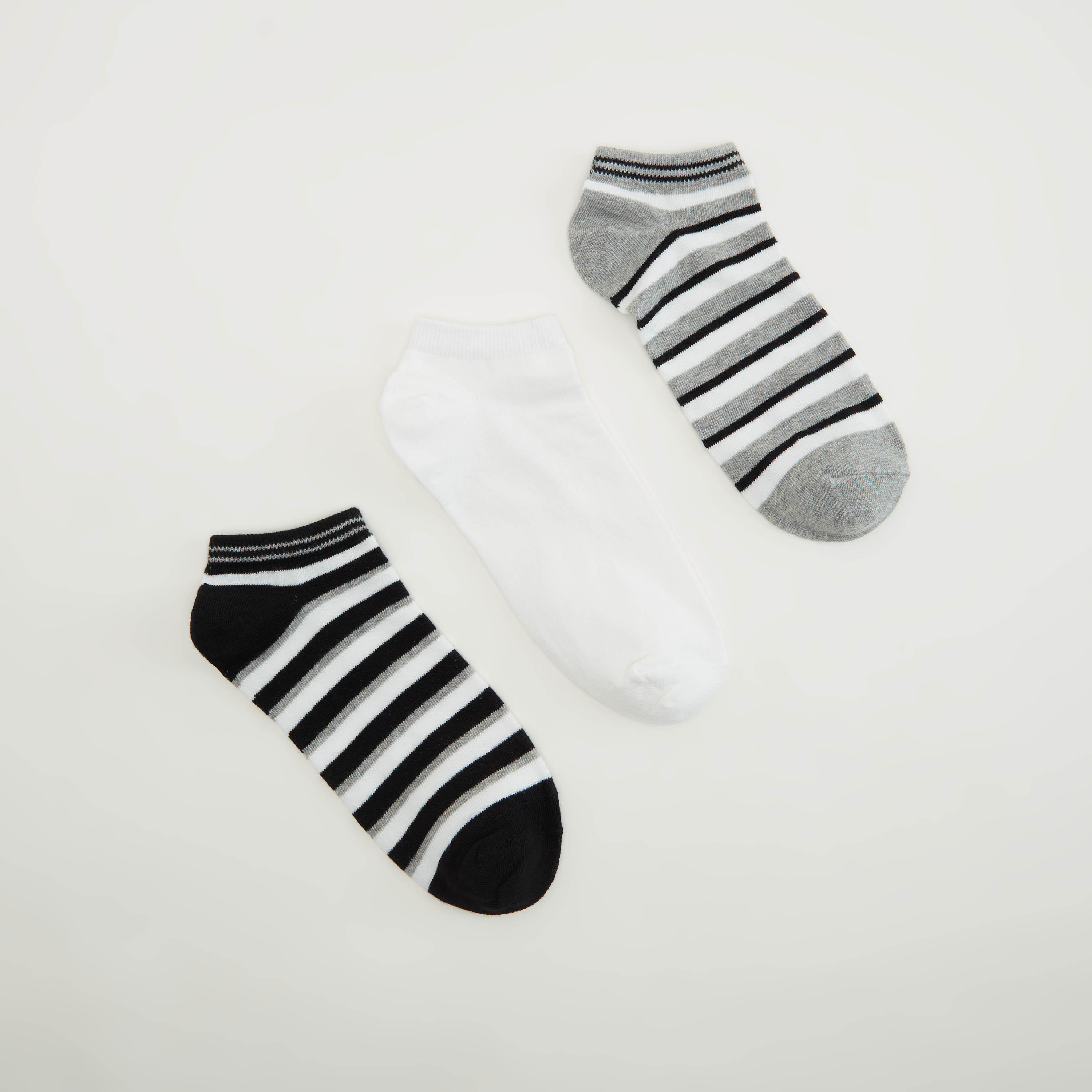 Set of 3 - Assorted Striped Ankle Length Socks-women-socksandstockings-image-1