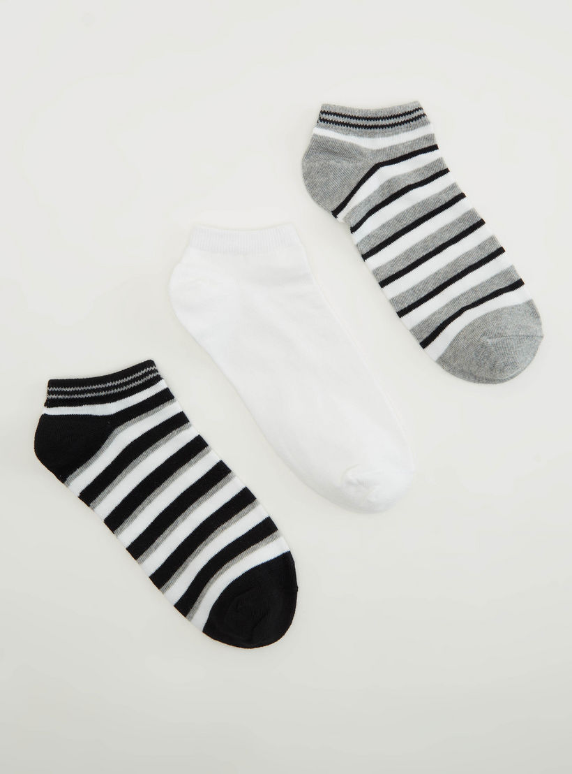 Set of 3 - Assorted Striped Ankle Length Socks-women-socksandstockings-image-1