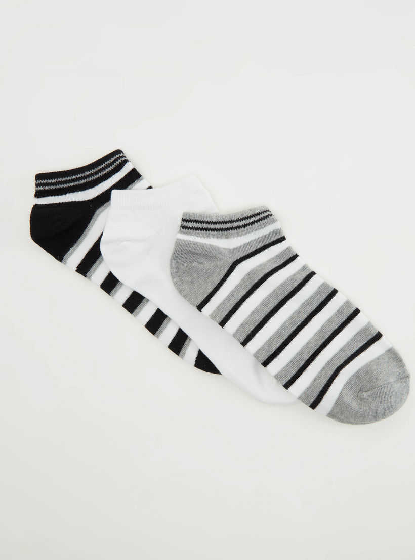 Set of 3 - Assorted Striped Ankle Length Socks-women-socksandstockings-image-2
