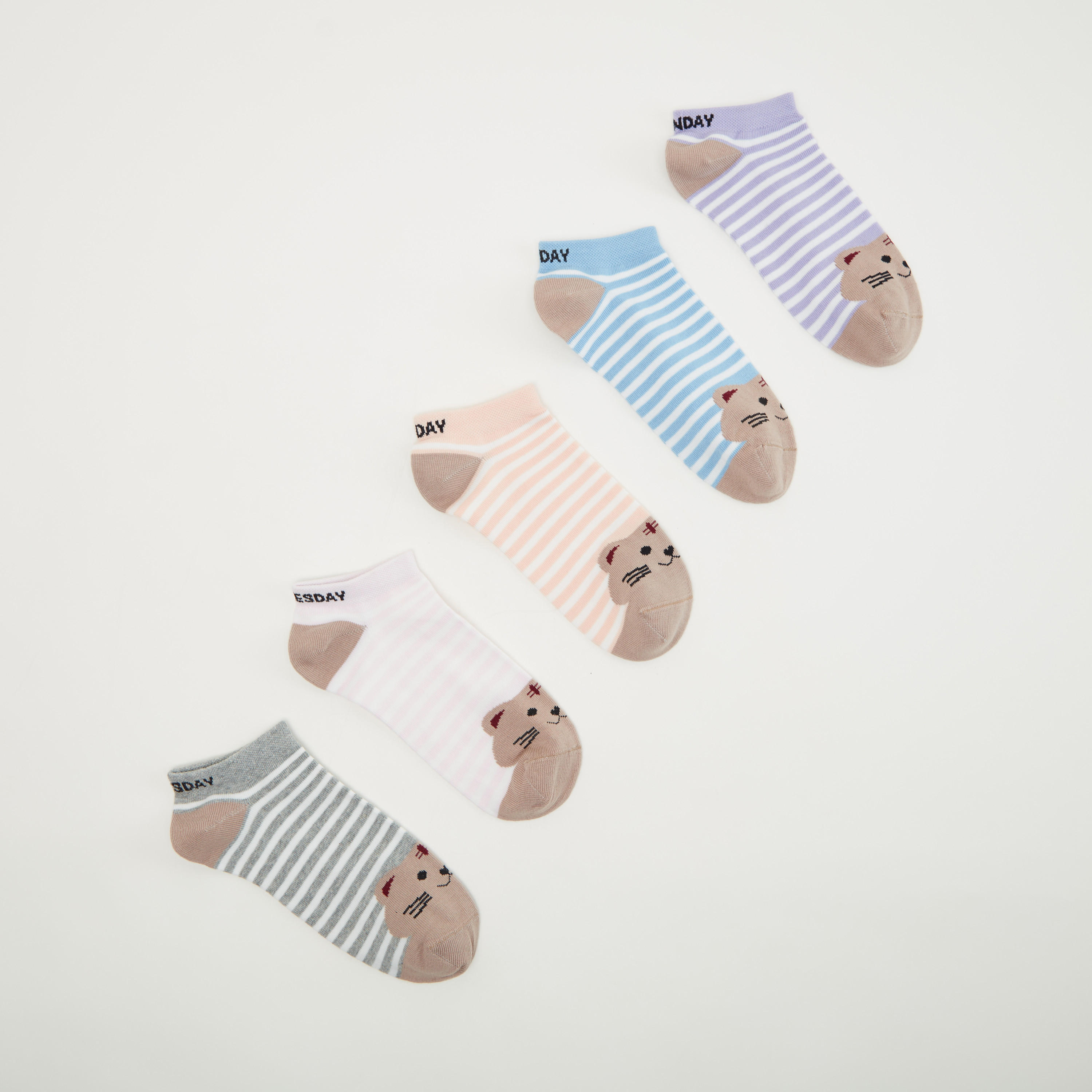 جوارب مخطّطة بطول الكاحل - طقم من 5-women-socksandstockings-image-1