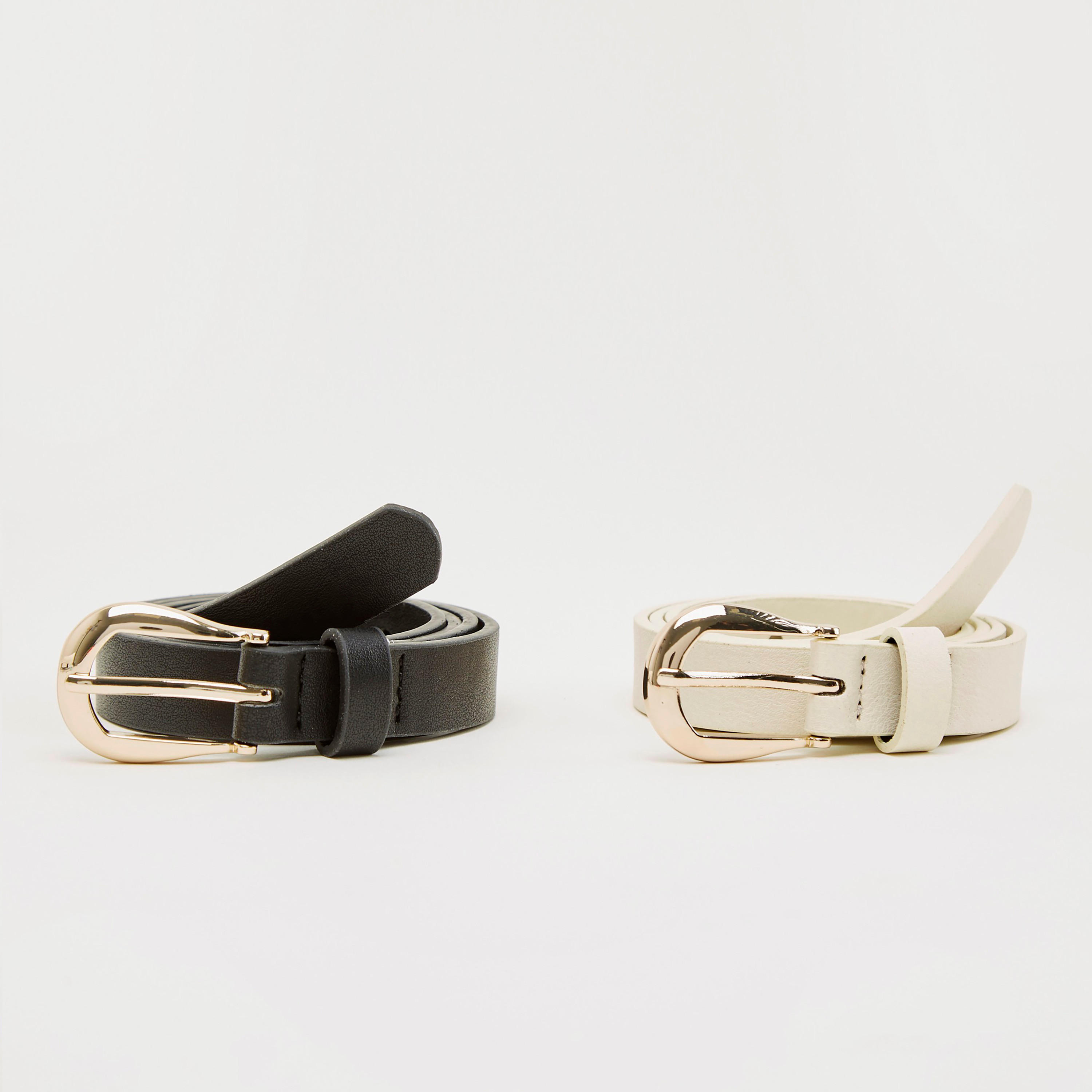 Set of 2 - Solid Waist Belt with Buckle Closure-women-clothingaccessories-belts-image-1