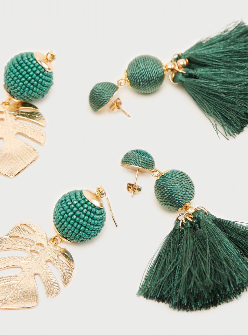 حلقان متدليّة متنوعة ومزينة - طقم من 2-women-watchesandjewellery-jewellery-earrings-image-1