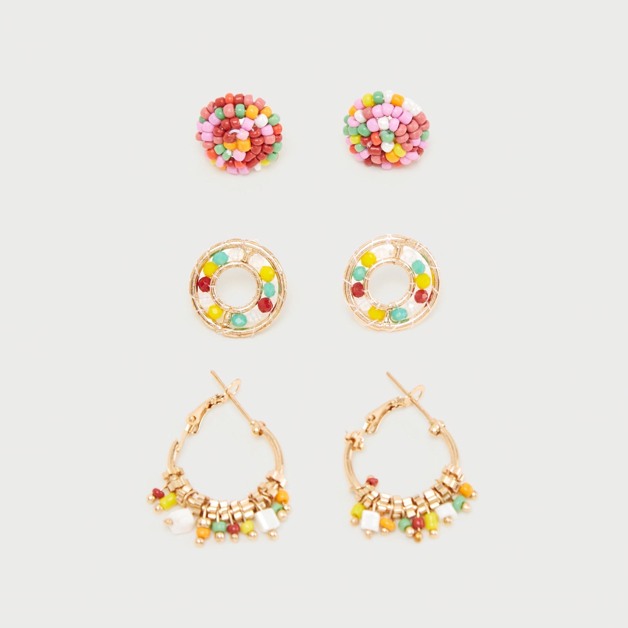 حلقان بتزيينات متنوعة - طقم من 3-women-watchesandjewellery-jewellery-earrings-image-1