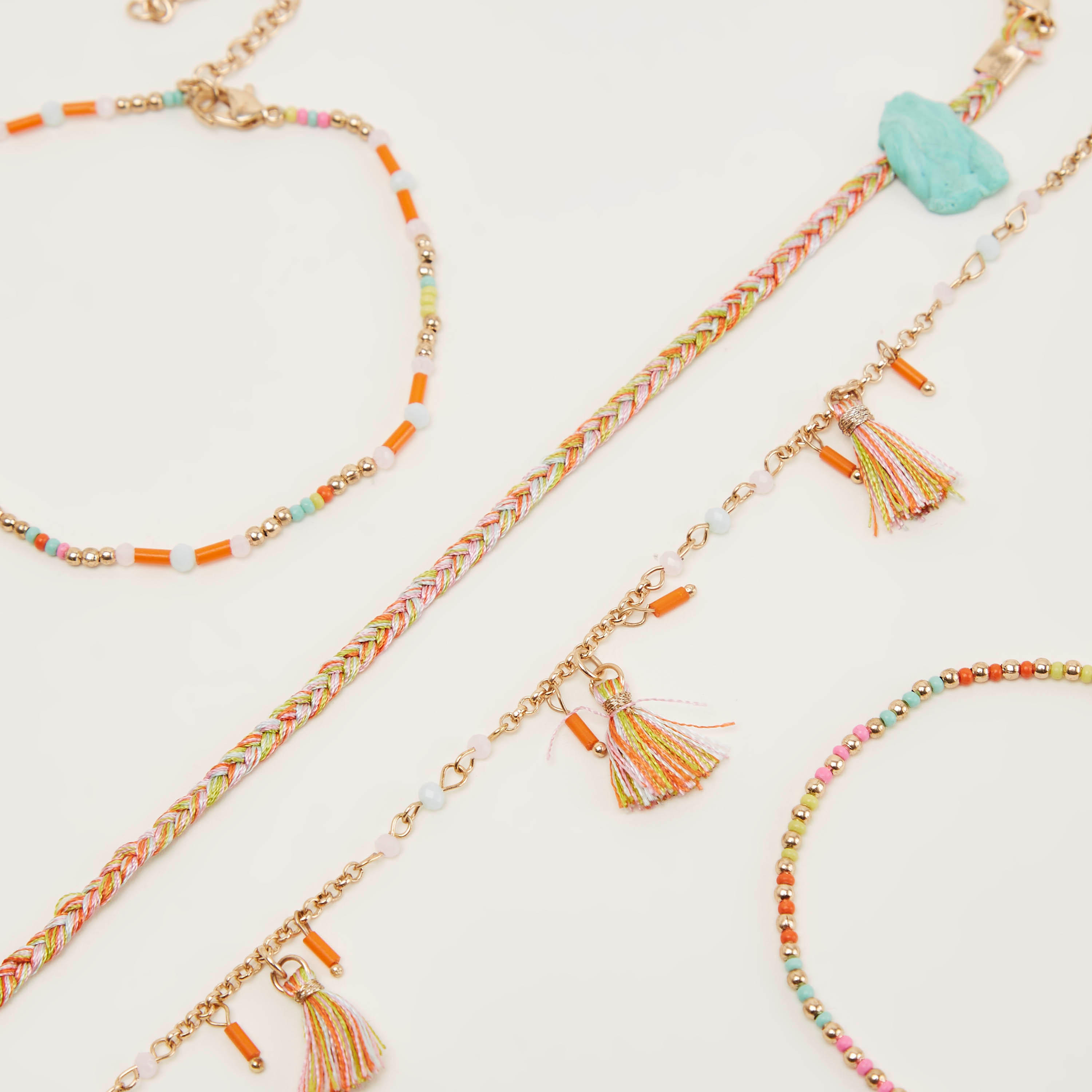خلخال ميتاليك مزيّن بمشبك إغلاق - طقم 4-women-watchesandjewellery-jewellery-anklets-image-3