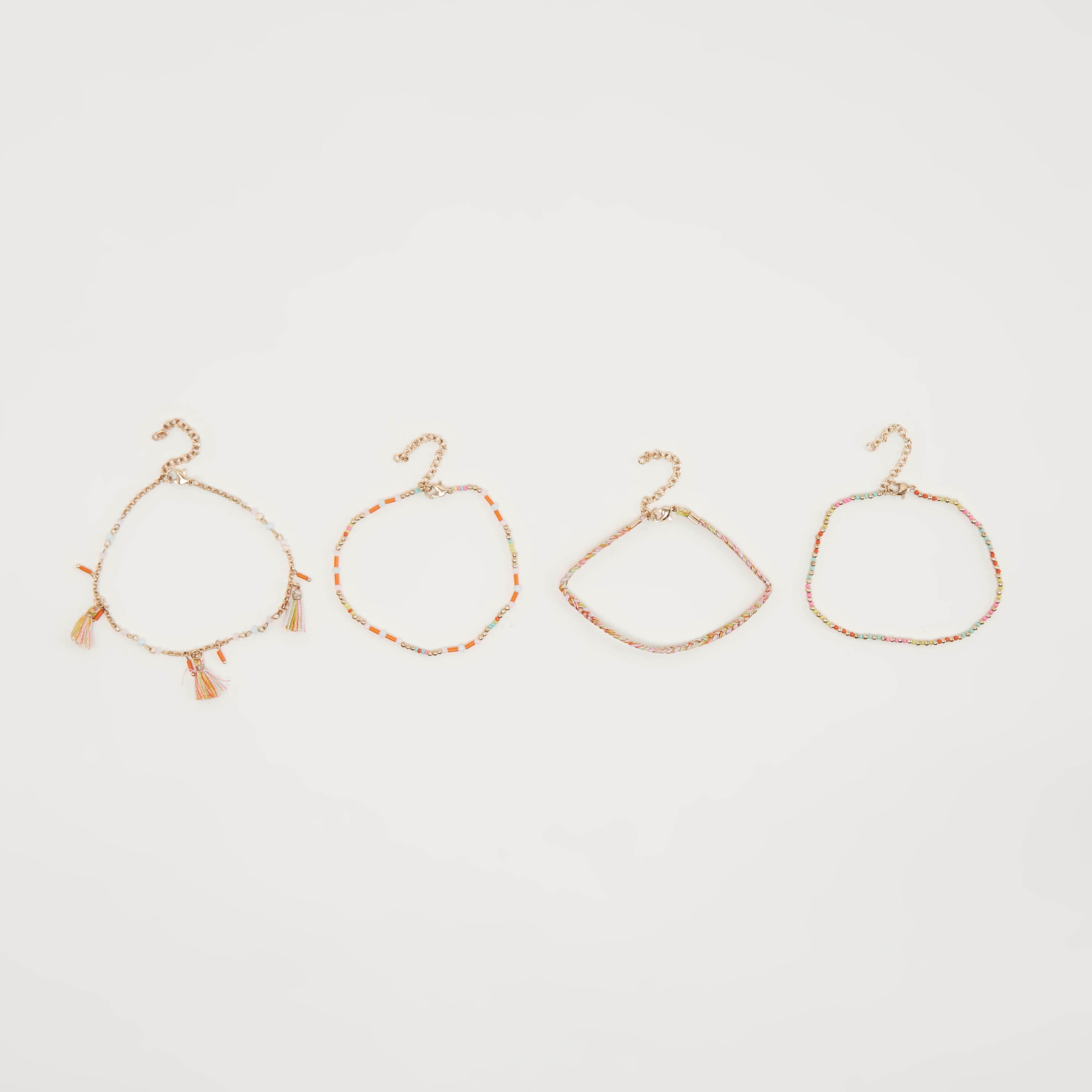 خلخال ميتاليك مزيّن بمشبك إغلاق - طقم 4-women-watchesandjewellery-jewellery-anklets-image-4