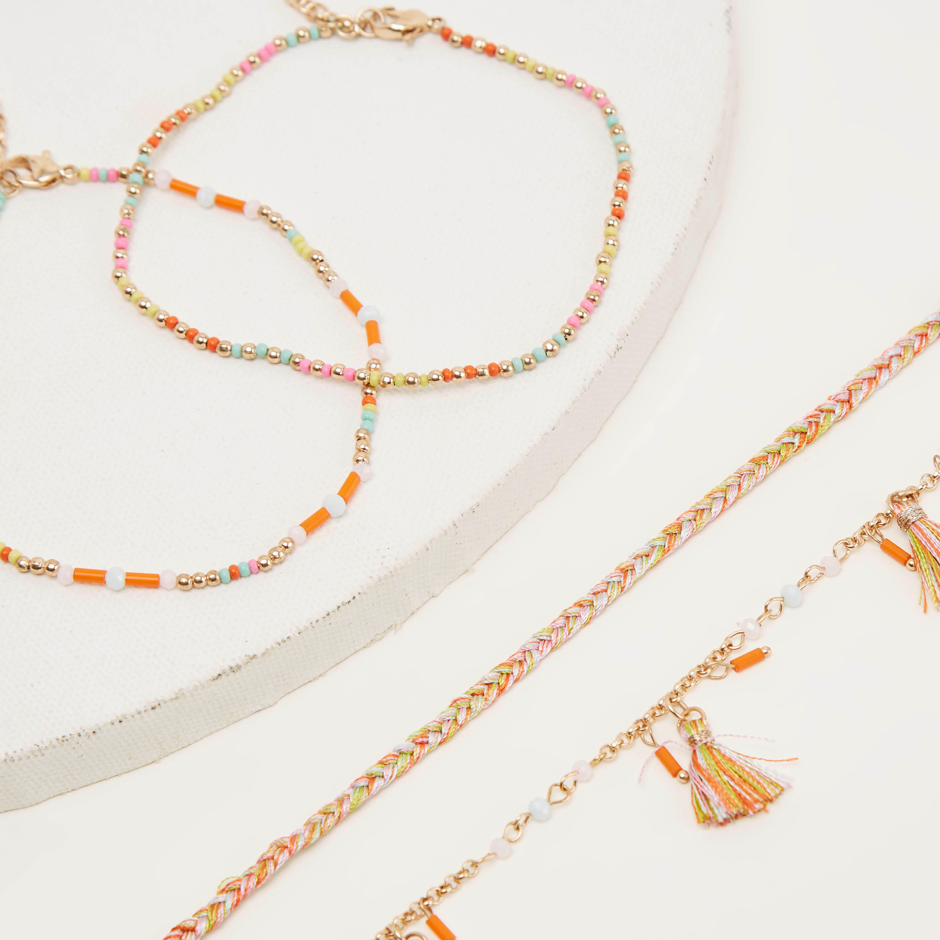 خلخال ميتاليك مزيّن بمشبك إغلاق - طقم 4-women-watchesandjewellery-jewellery-anklets-image-5