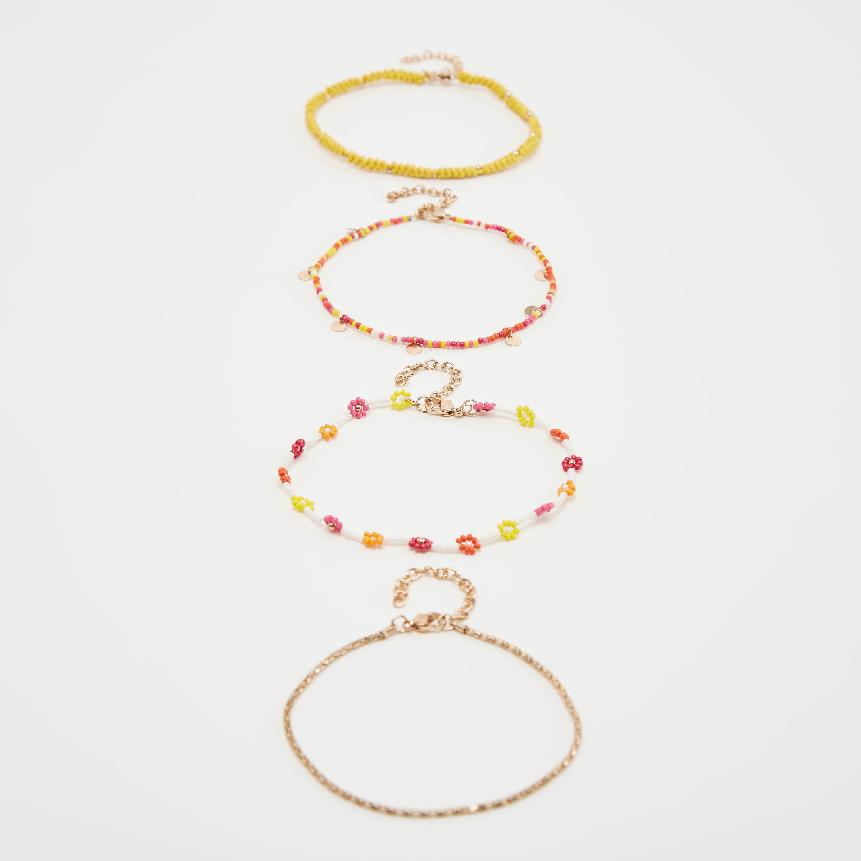خلخال ميتاليك مزيّن بمشبك إغلاق - طقم من 4-women-watchesandjewellery-jewellery-anklets-image-1