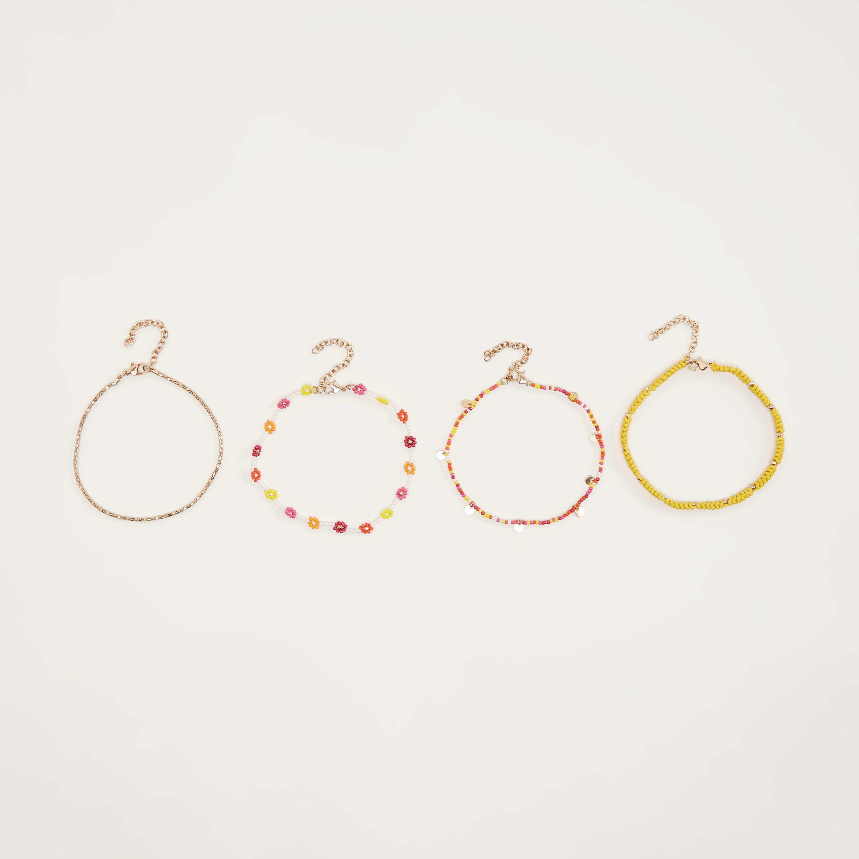 خلخال ميتاليك مزيّن بمشبك إغلاق - طقم من 4-women-watchesandjewellery-jewellery-anklets-image-4