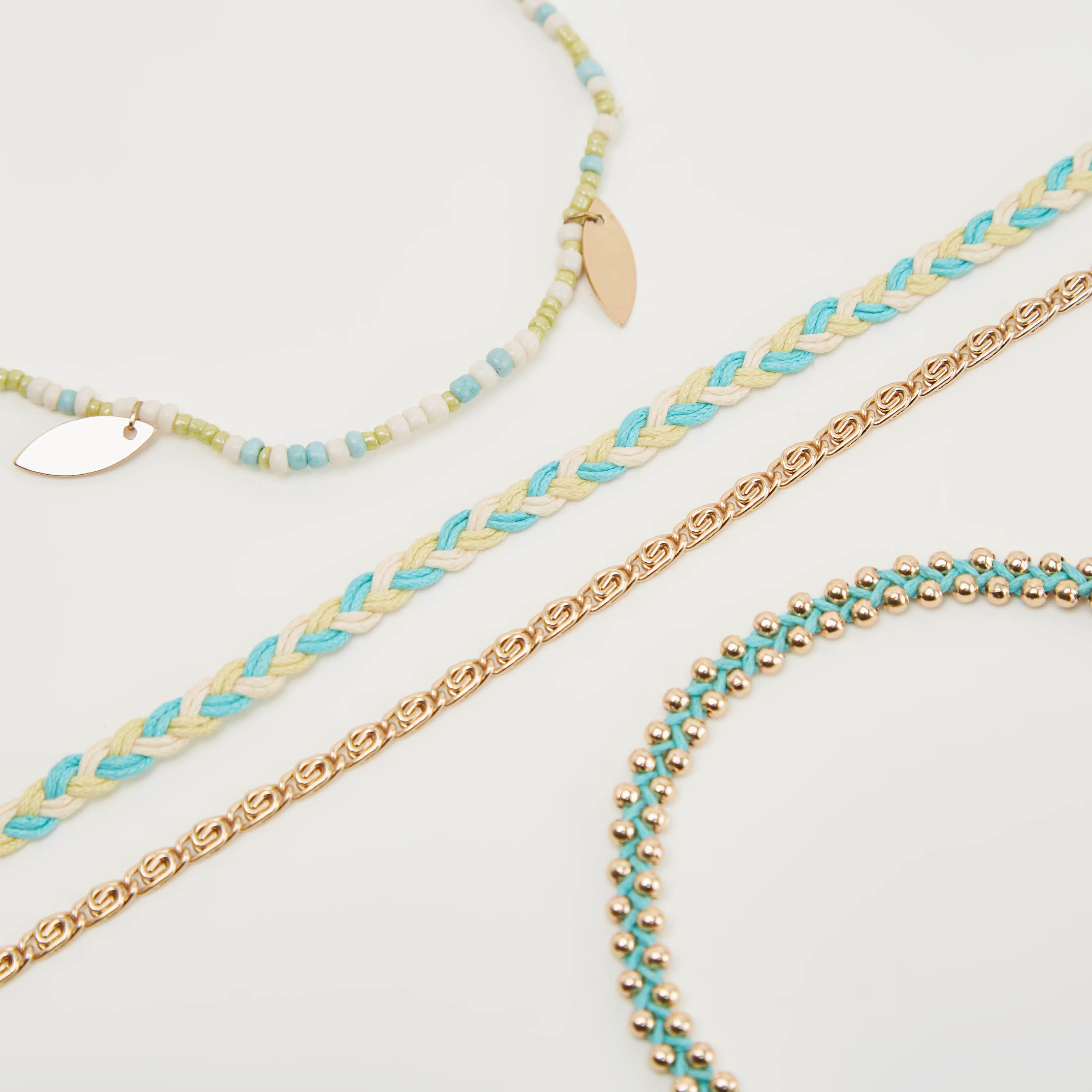 خلخال ميتاليك مزيّن بمشبك إغلاق - طقم 4-women-watchesandjewellery-jewellery-anklets-image-3