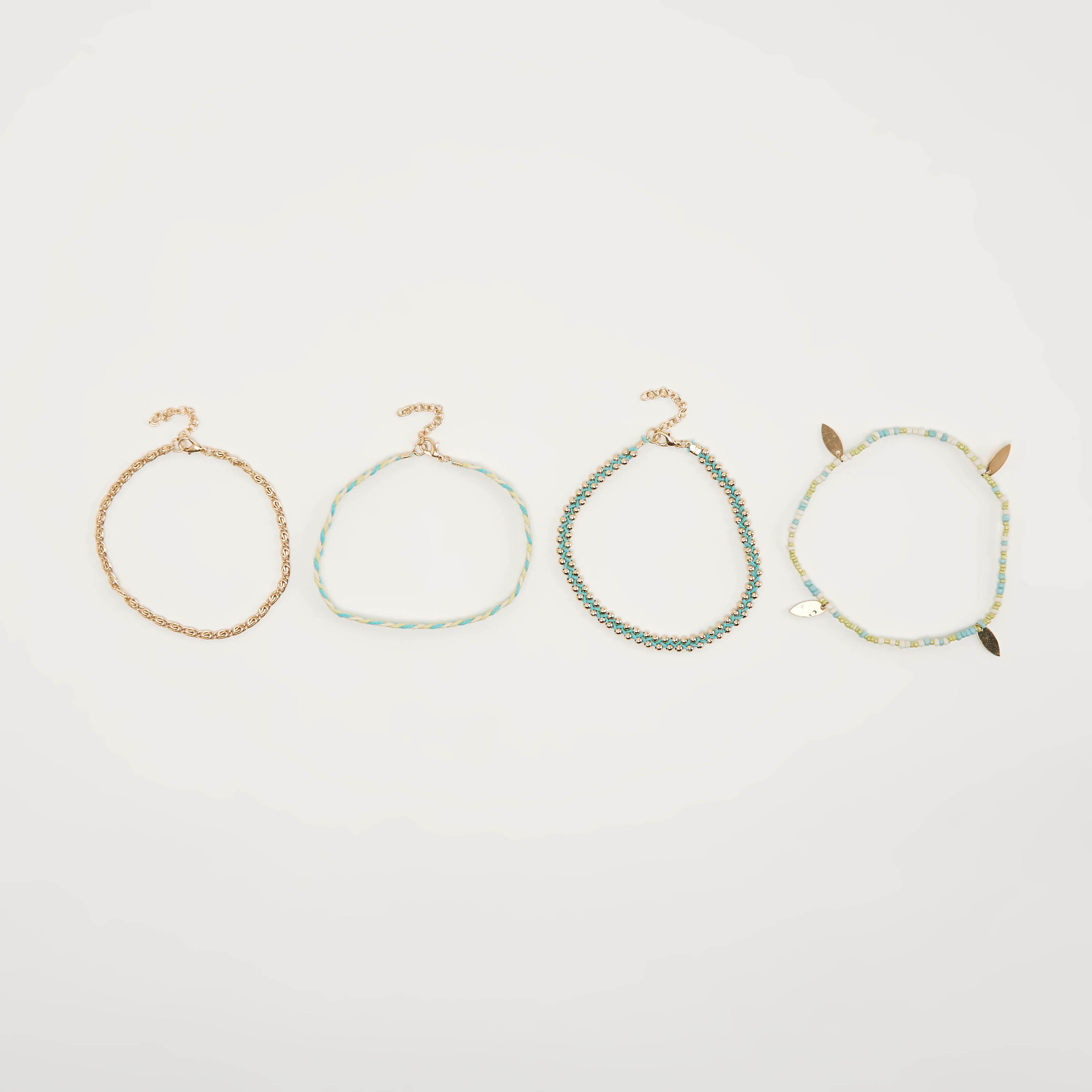 خلخال ميتاليك مزيّن بمشبك إغلاق - طقم 4-women-watchesandjewellery-jewellery-anklets-image-4