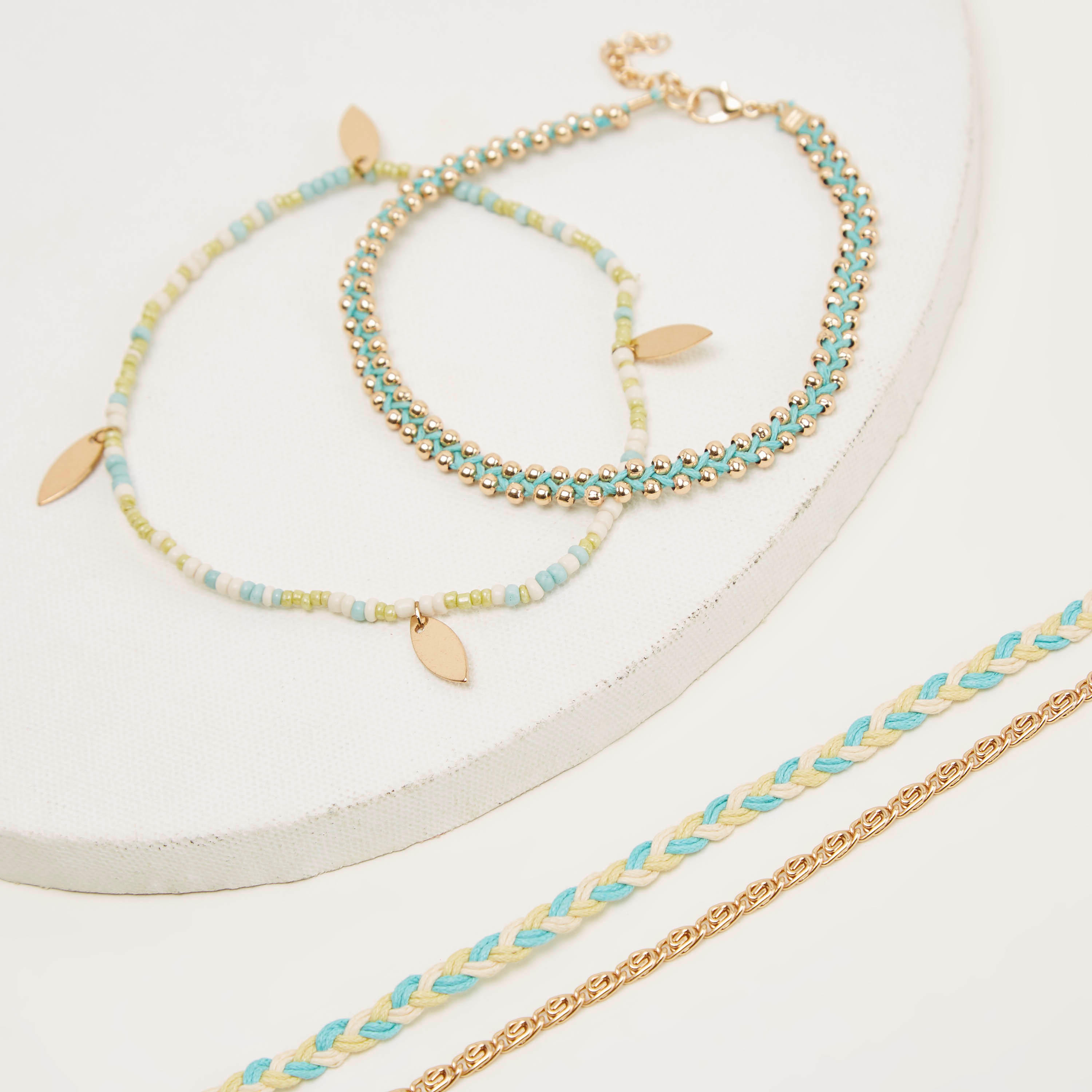 خلخال ميتاليك مزيّن بمشبك إغلاق - طقم 4-women-watchesandjewellery-jewellery-anklets-image-5