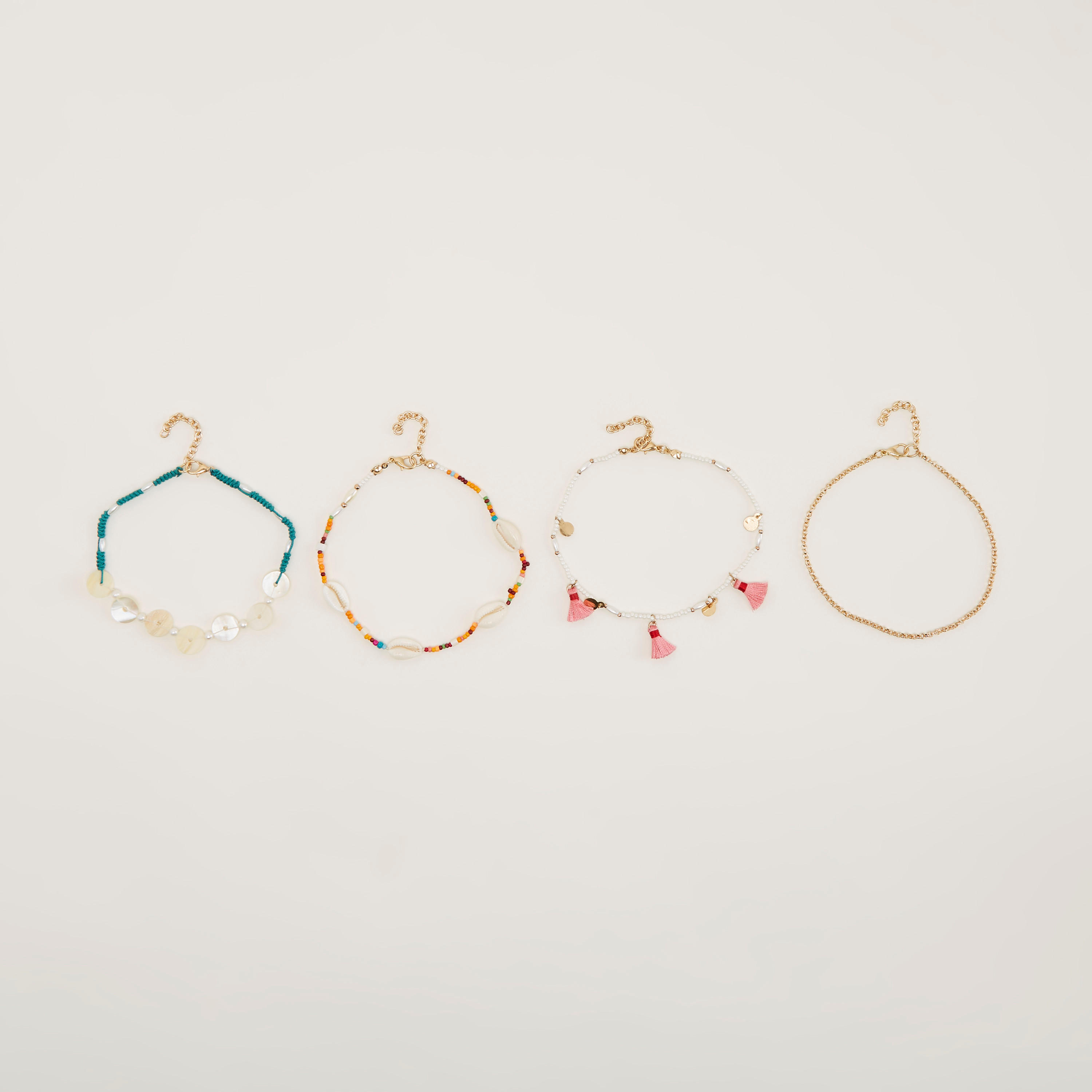 خلخال ميتاليك مزيّن بمشبك إغلاق - طقم من 4-women-watchesandjewellery-jewellery-anklets-image-4