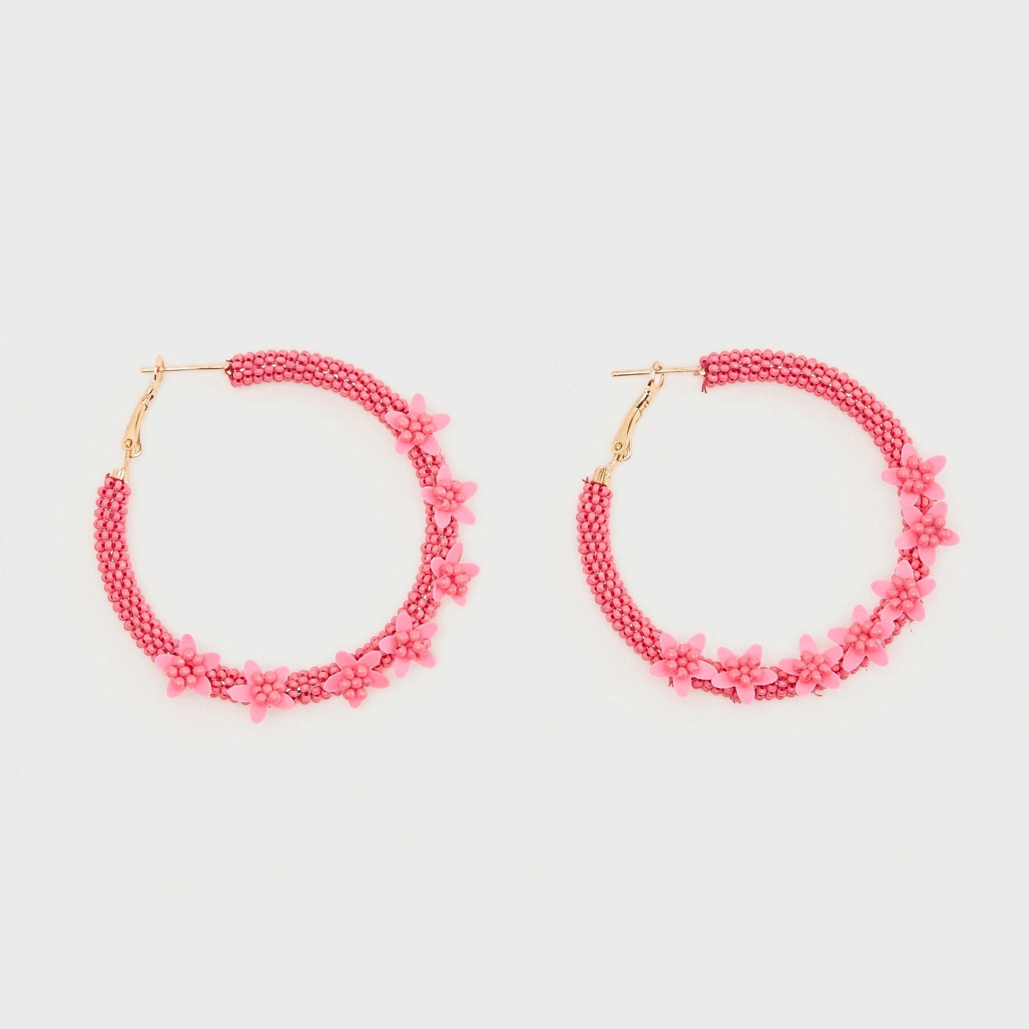 Beaded Hoop Earrings with Floral Accents-women-watchesandjewellery-jewellery-earrings-image-1