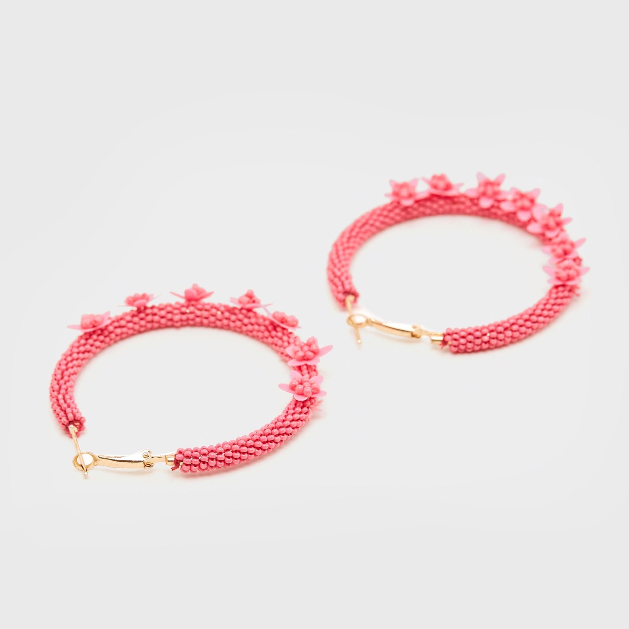 Beaded Hoop Earrings with Floral Accents-women-watchesandjewellery-jewellery-earrings-image-3