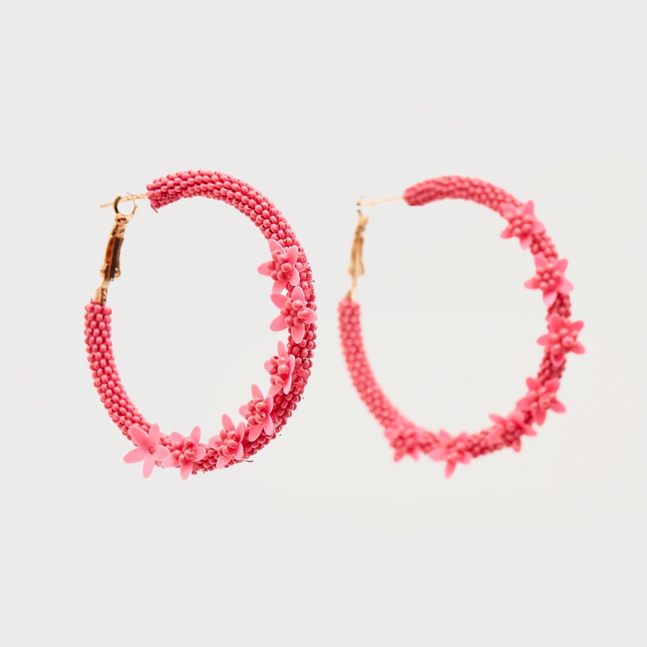 Beaded Hoop Earrings with Floral Accents-women-watchesandjewellery-jewellery-earrings-image-4