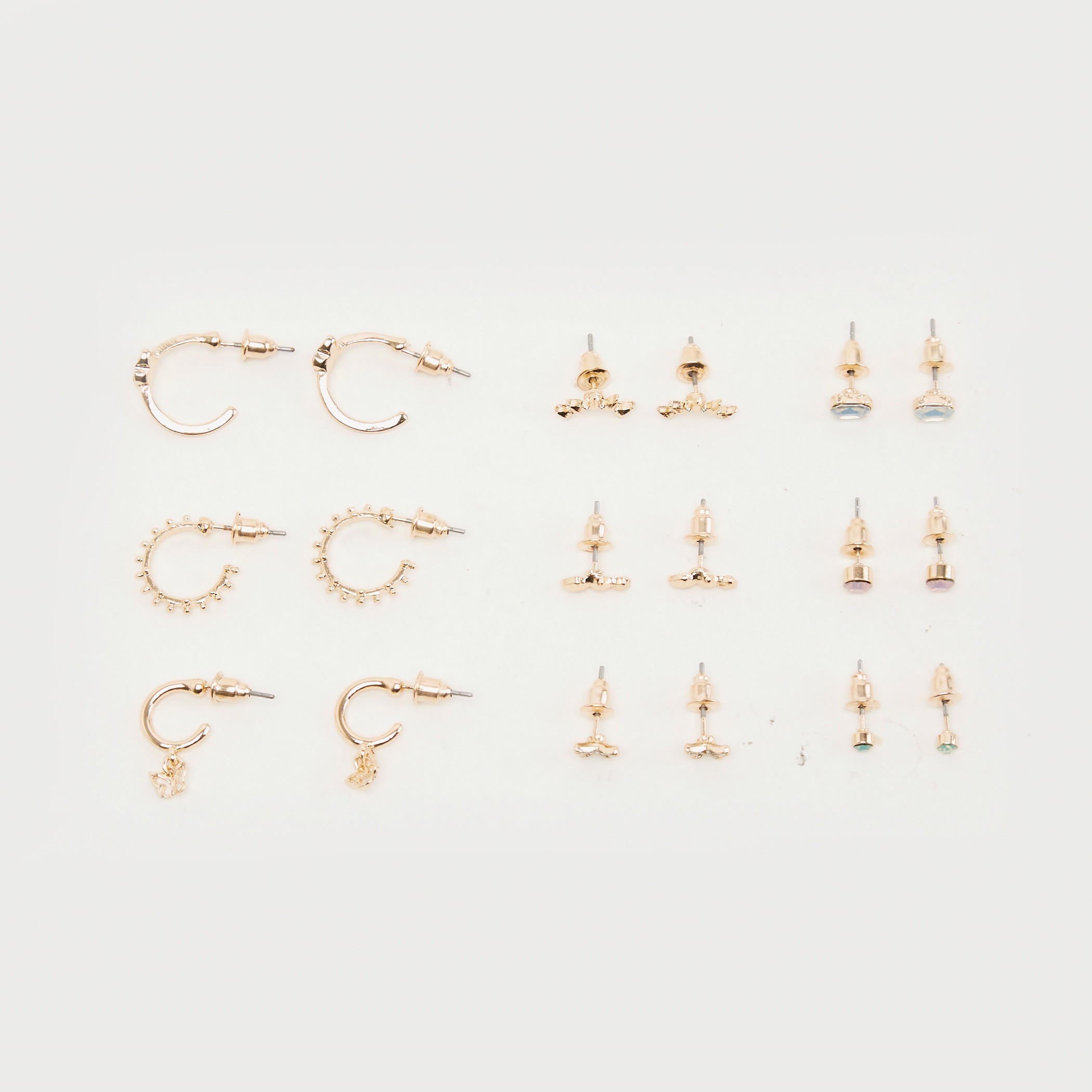 Set of 9 - Embellished Stud Earrings with Pushback Closure-women-watchesandjewellery-jewellery-earrings-image-1