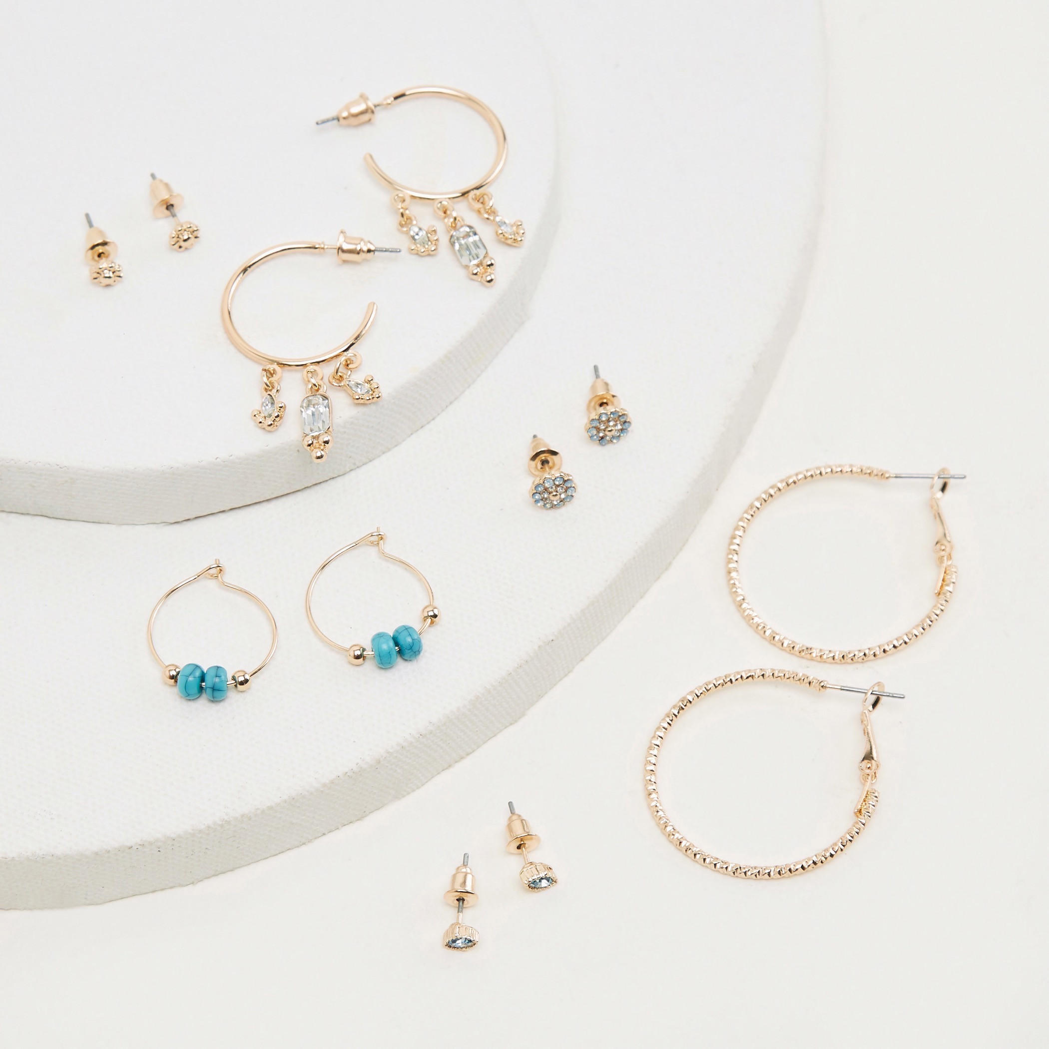 حلقان بتزيينات متنوعة - طقم من 6-women-watchesandjewellery-jewellery-earrings-image-2