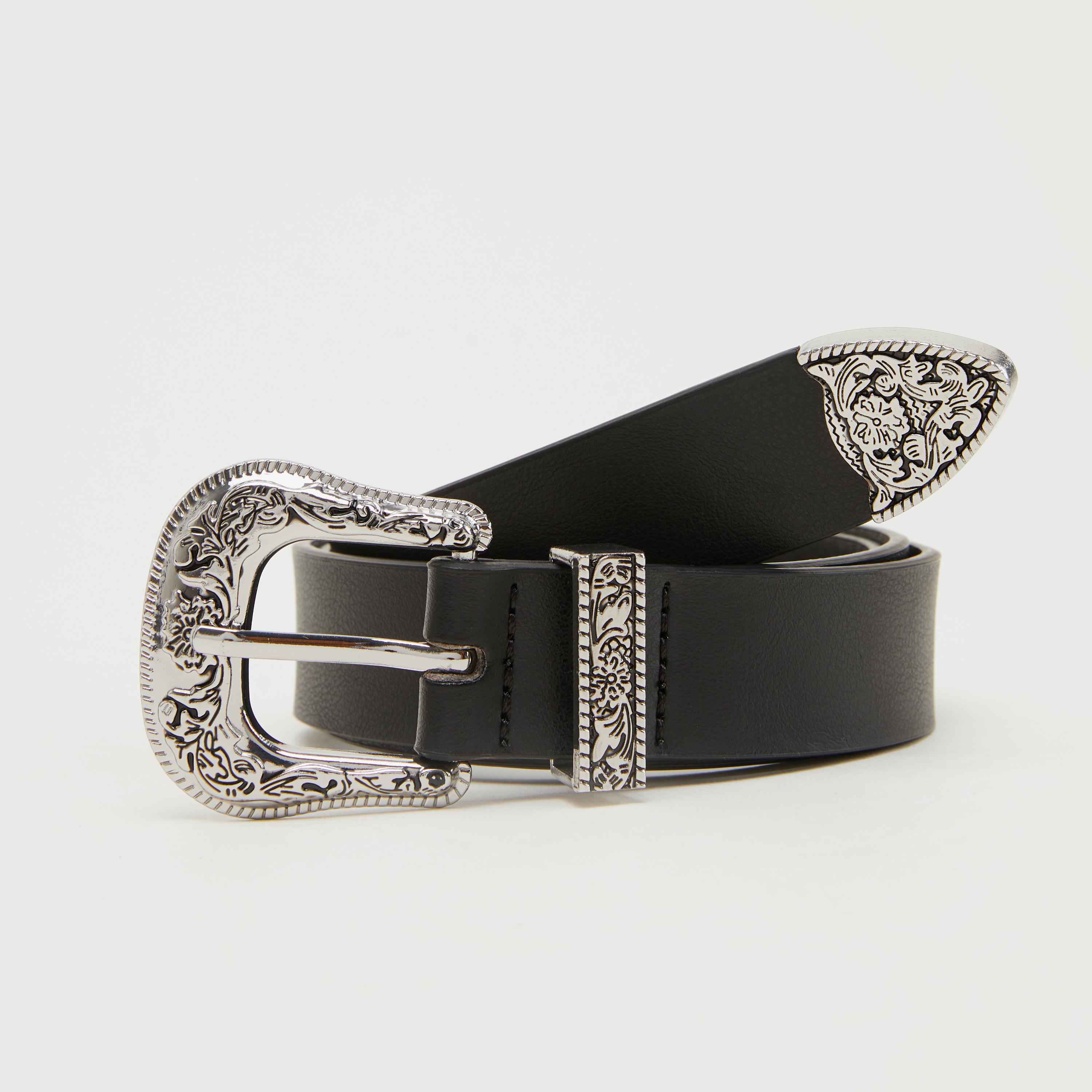 حزام جلد بارز الملمس بإبزيم دبوس-women-clothingaccessories-belts-image-1