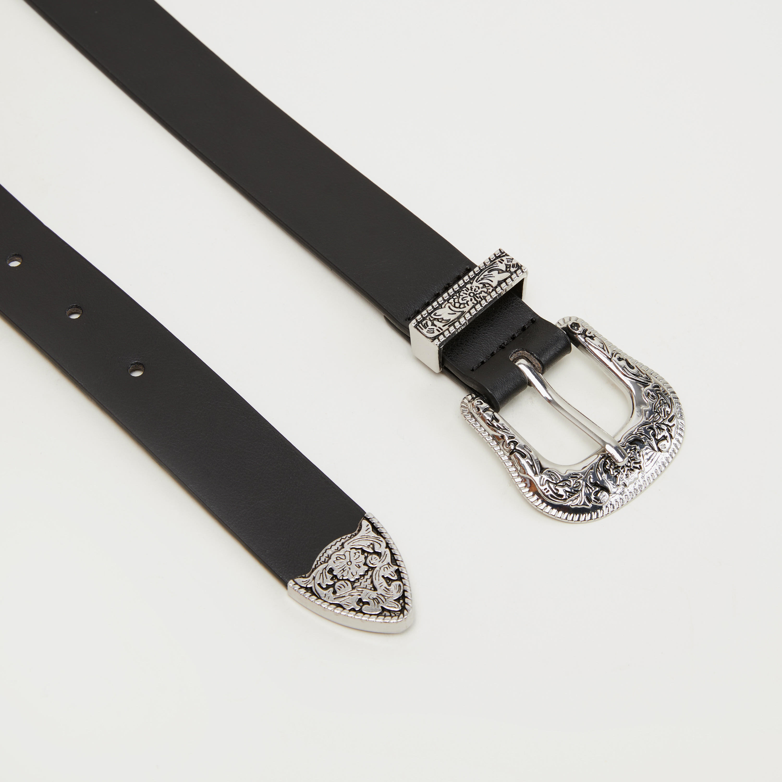 حزام جلد بارز الملمس بإبزيم دبوس-women-clothingaccessories-belts-image-4