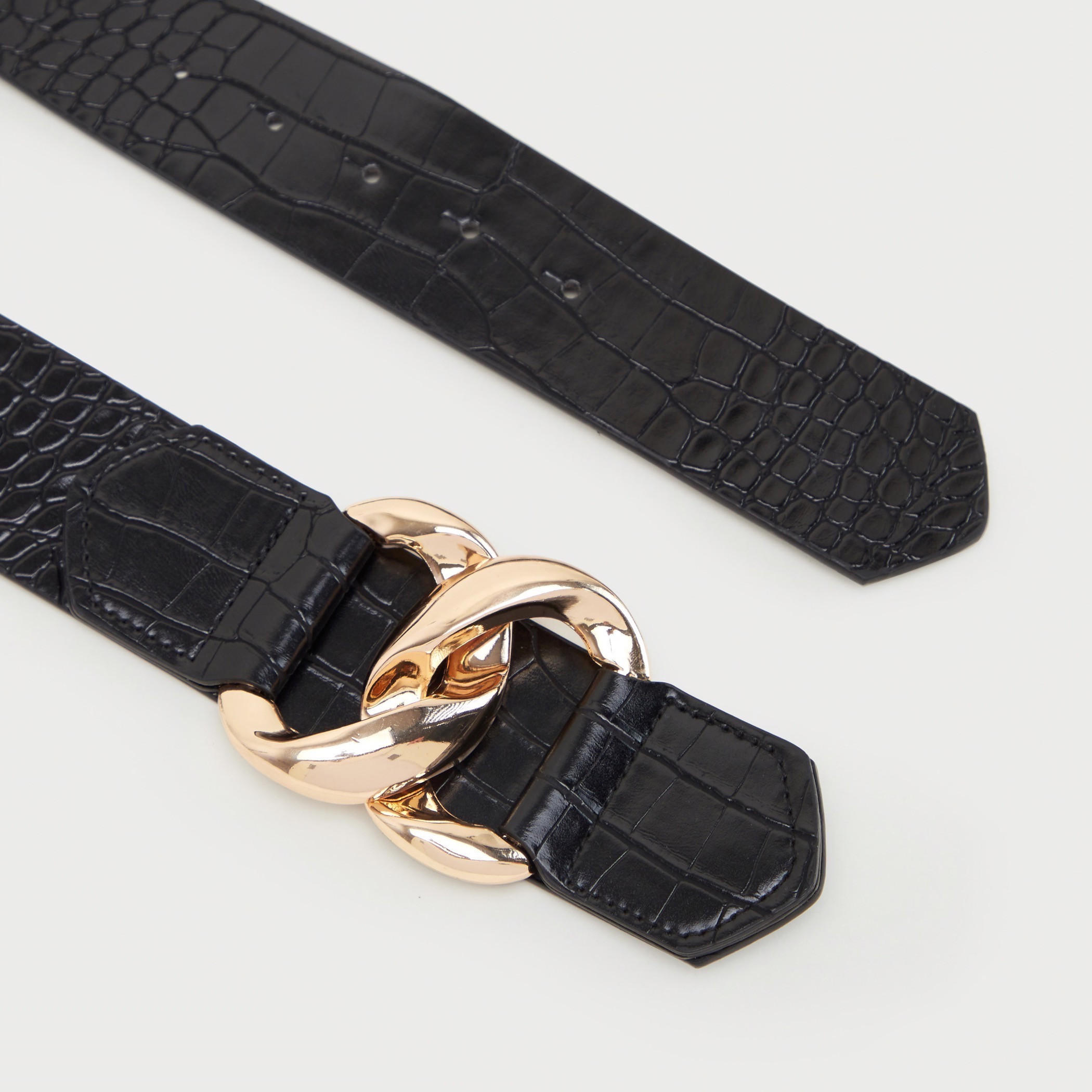 حزام بتصميم جلد حيوانات بارز الملمس وبإبزيم إغلاق-women-clothingaccessories-belts-image-4