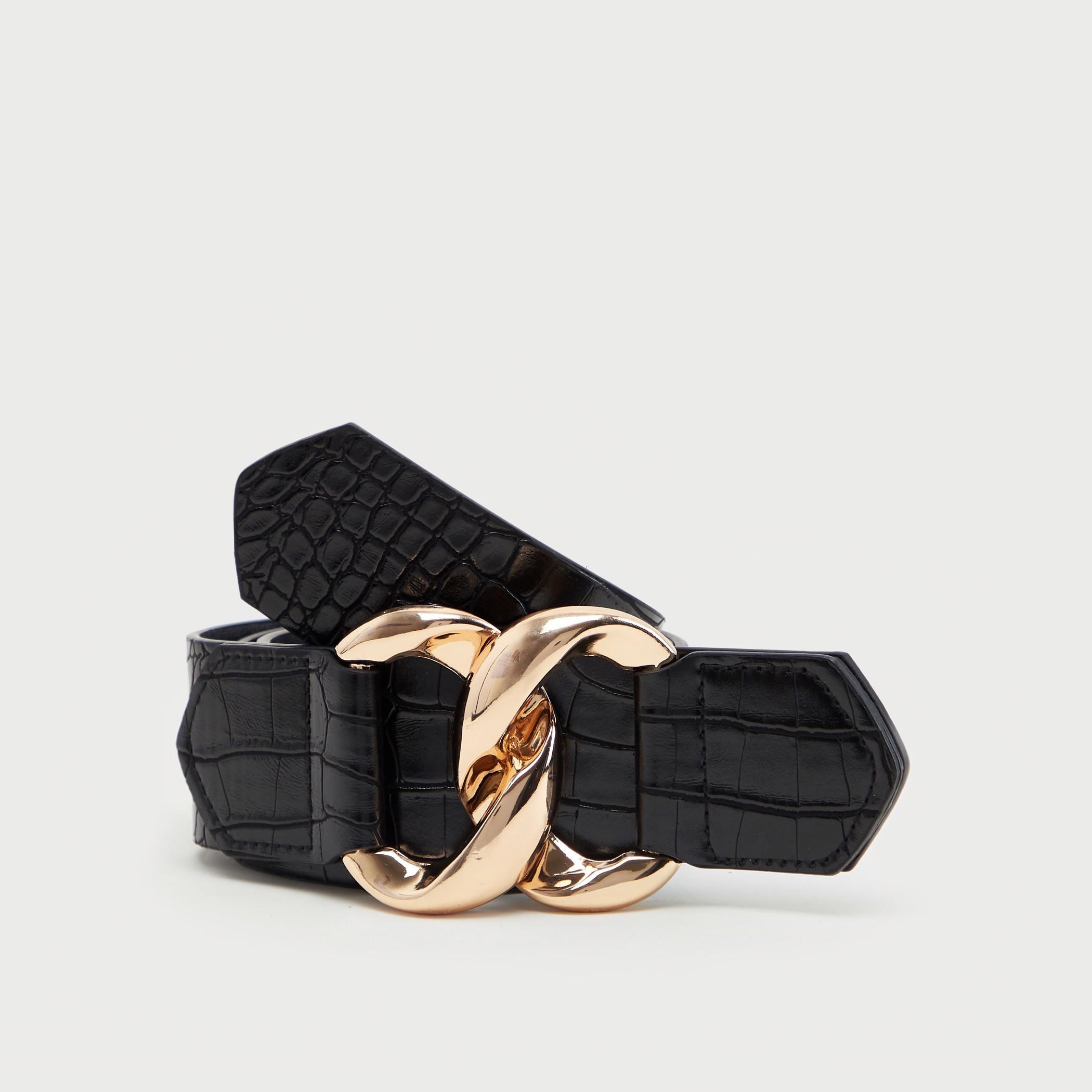حزام بتصميم جلد حيوانات بارز الملمس وبإبزيم إغلاق-women-clothingaccessories-belts-image-5