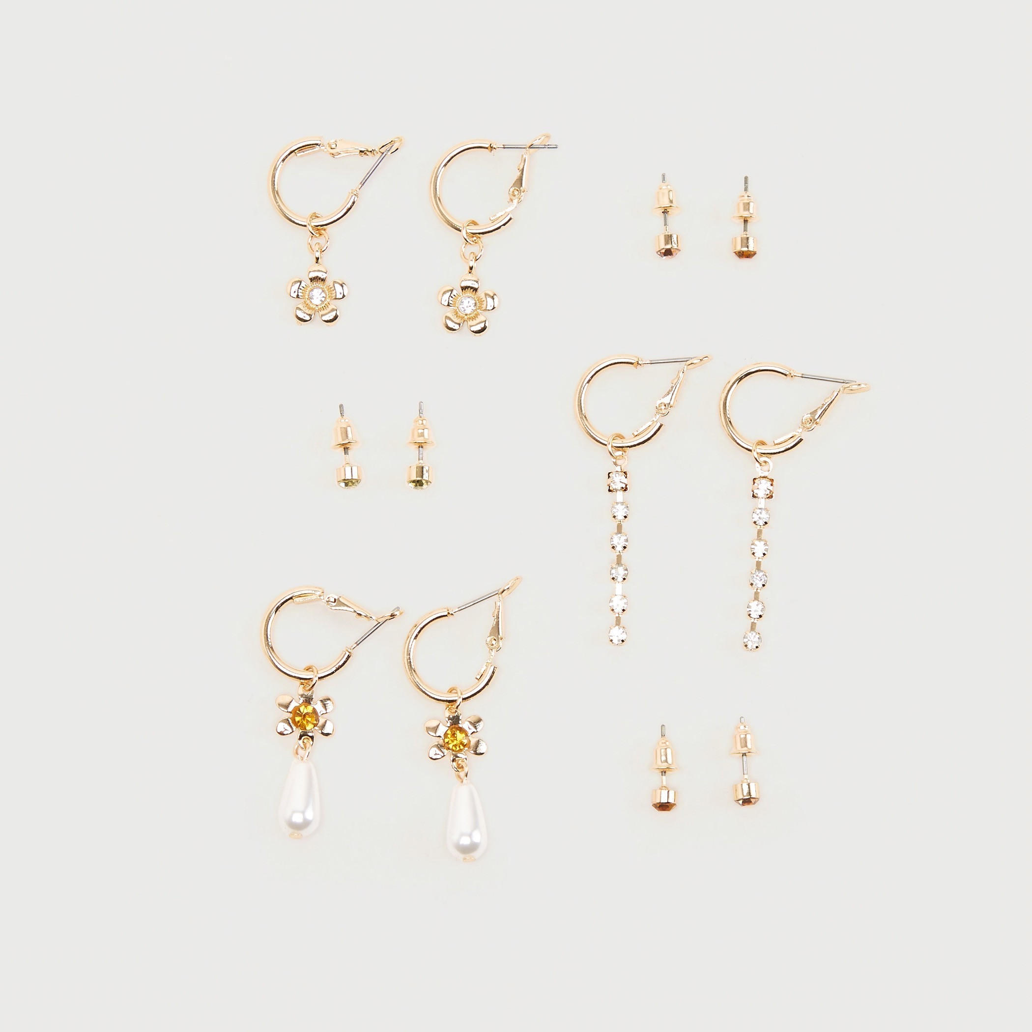 حلقان بتزيينات متنوعة - طقم من 6-women-watchesandjewellery-jewellery-earrings-image-1