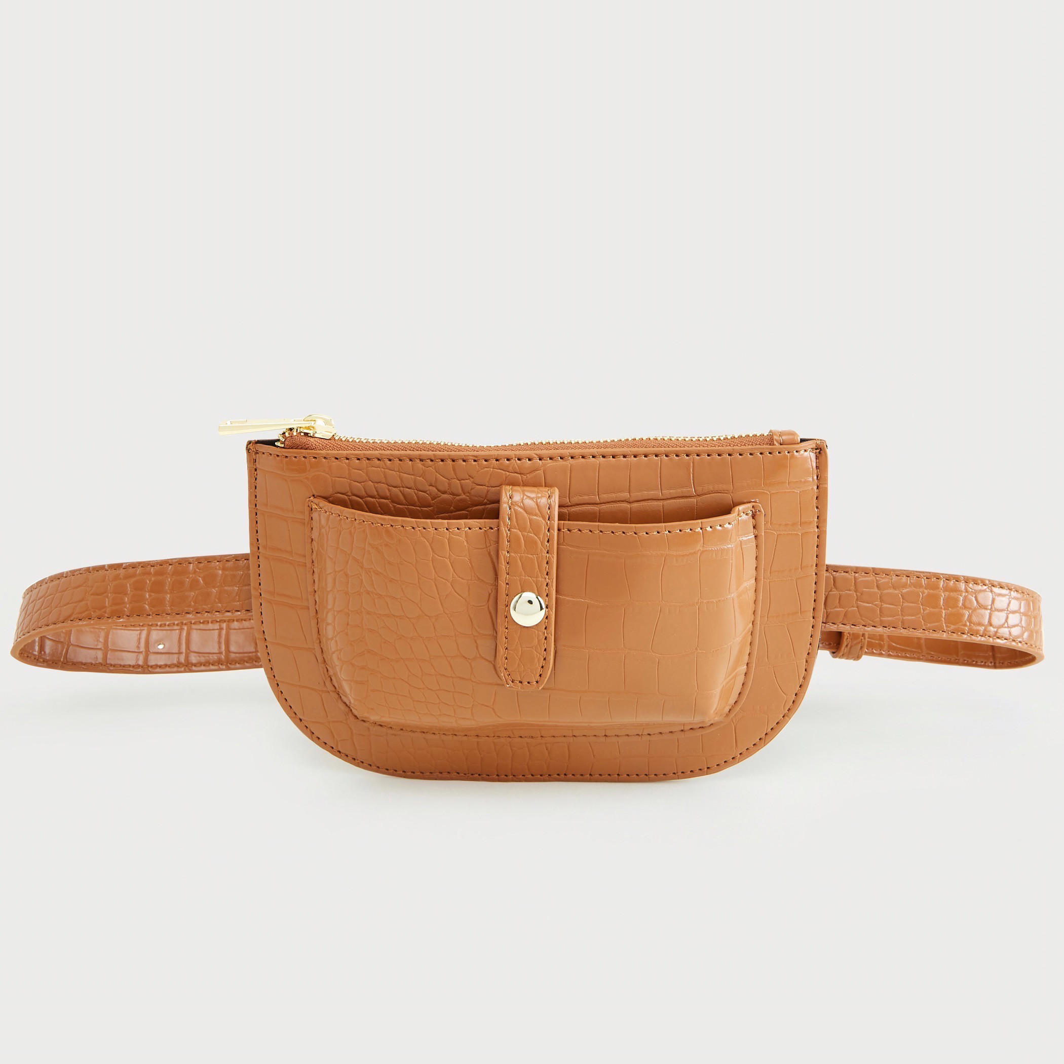 شنطة خصر بارزة الملمس بجيوب وسحّاب إغلاق-women-bagsandwallets-handbags-image-1