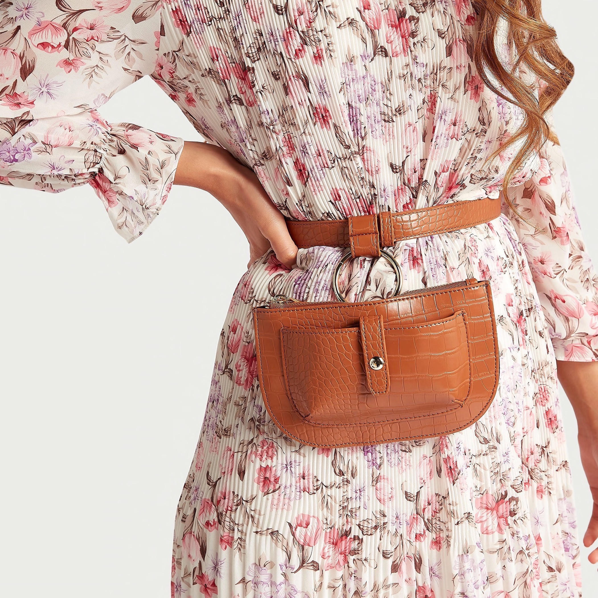 شنطة خصر بارزة الملمس بجيوب وسحّاب إغلاق-women-bagsandwallets-handbags-image-2
