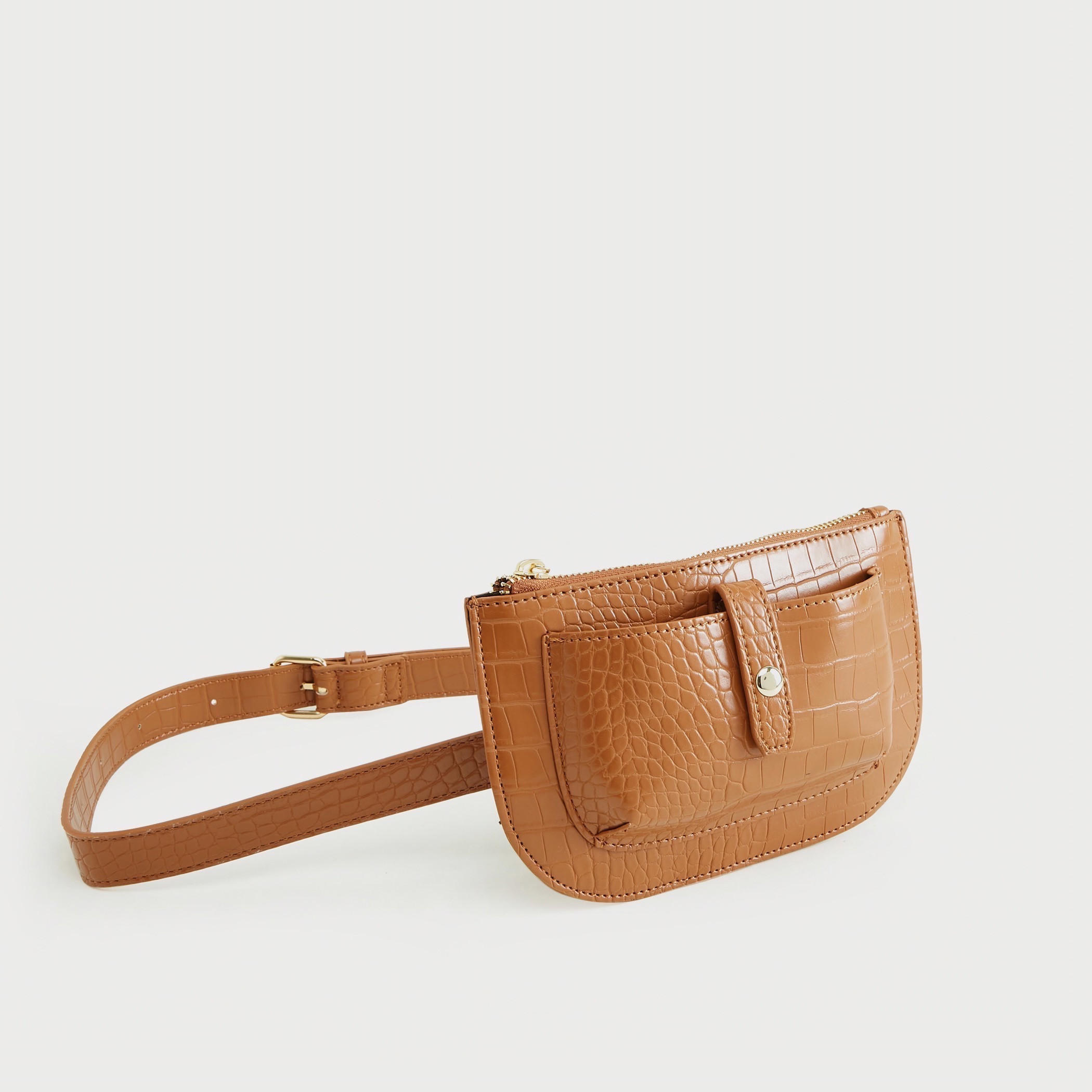 شنطة خصر بارزة الملمس بجيوب وسحّاب إغلاق-women-bagsandwallets-handbags-image-3