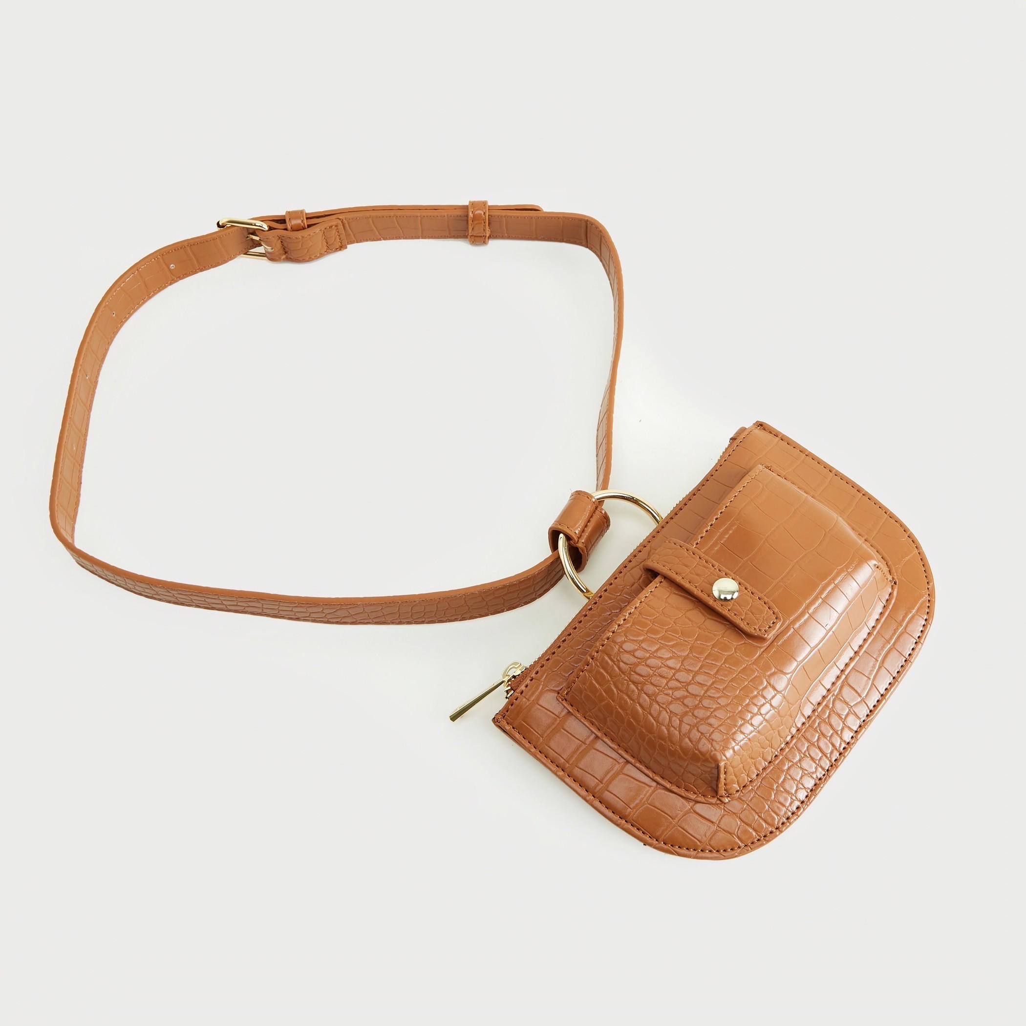 شنطة خصر بارزة الملمس بجيوب وسحّاب إغلاق-women-bagsandwallets-handbags-image-5