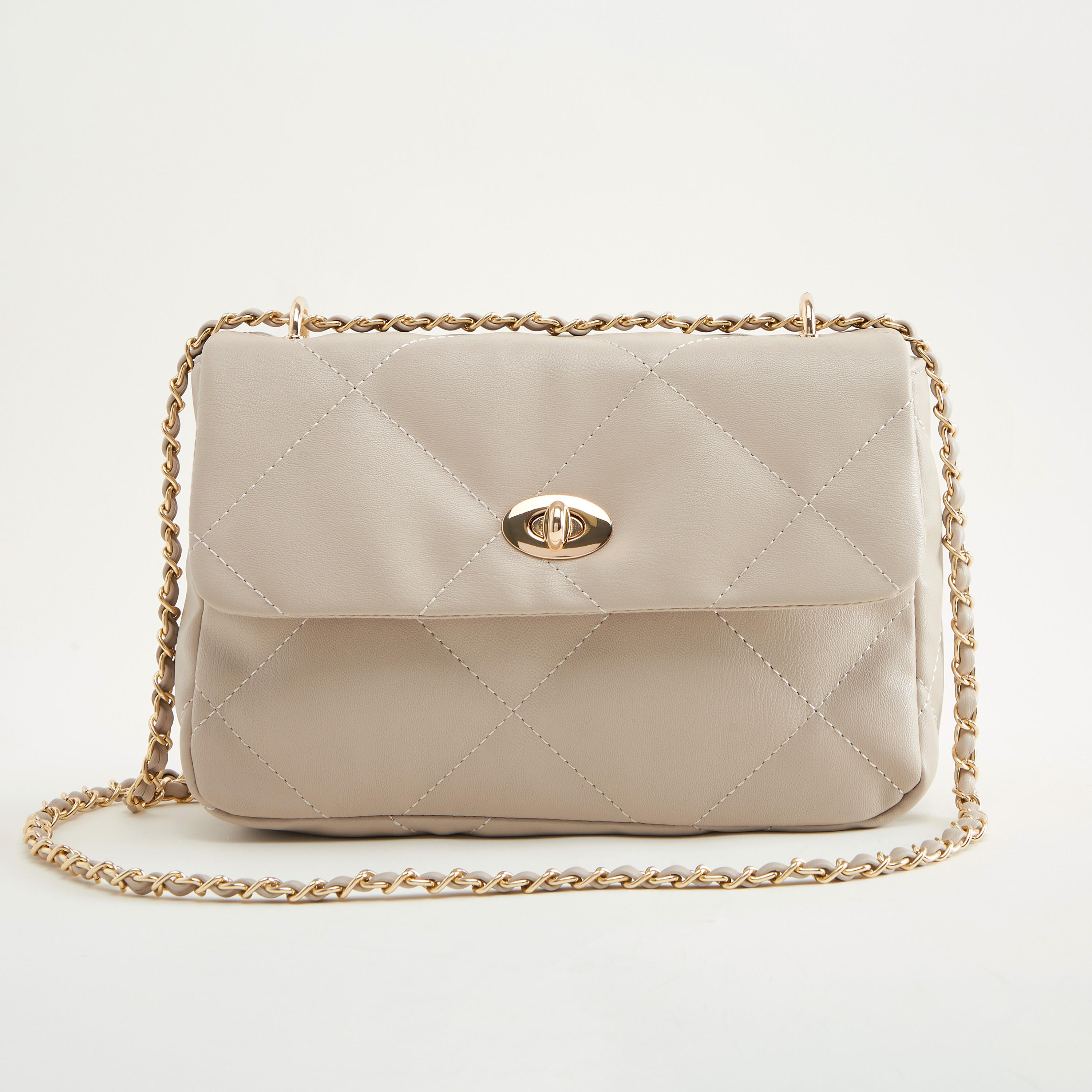 Quilted Crossbody Bag with Chain Link Strap-women-bagsandwallets-handbags-image-1