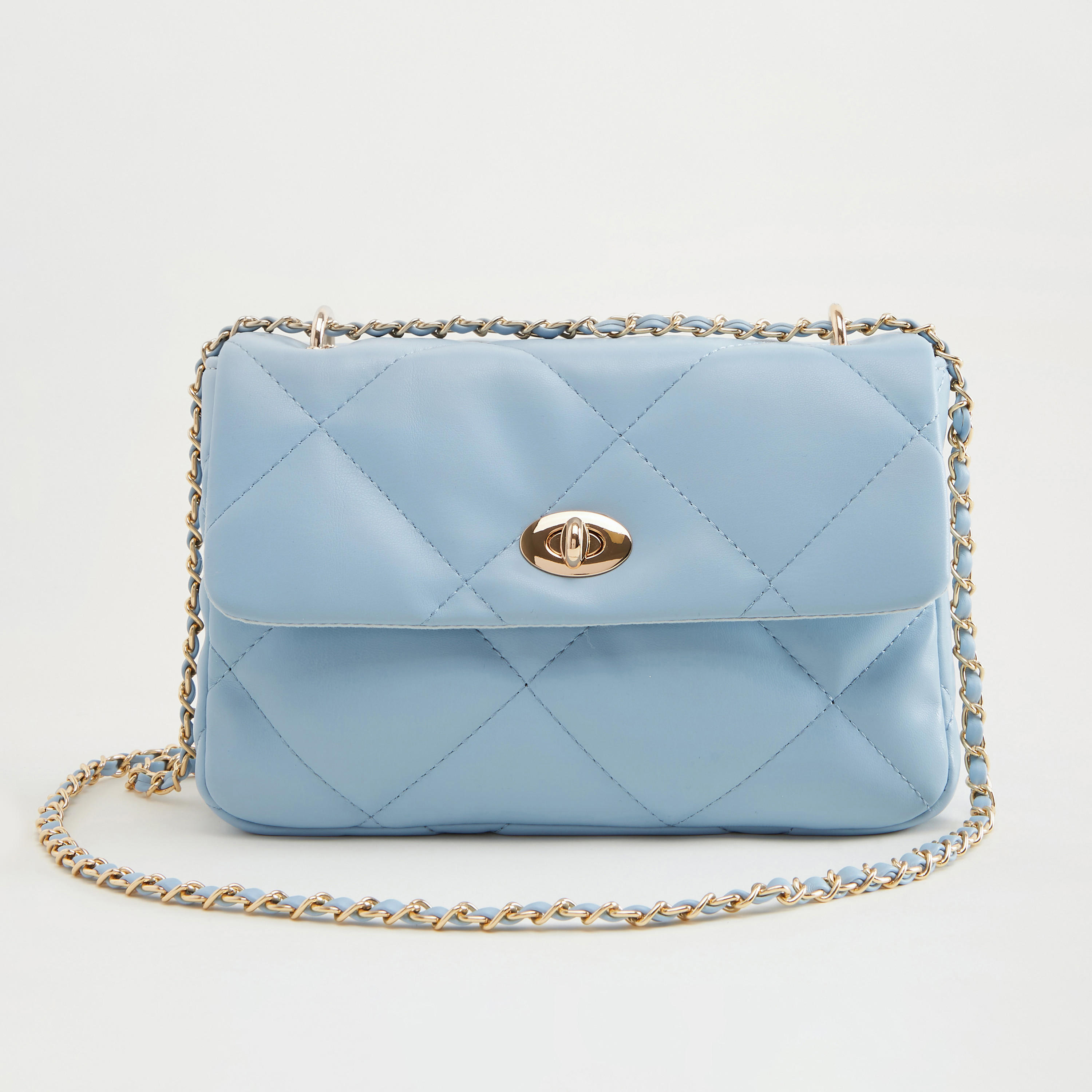 Quilted Crossbody Bag with Chain Link Strap-women-bagsandwallets-handbags-image-1